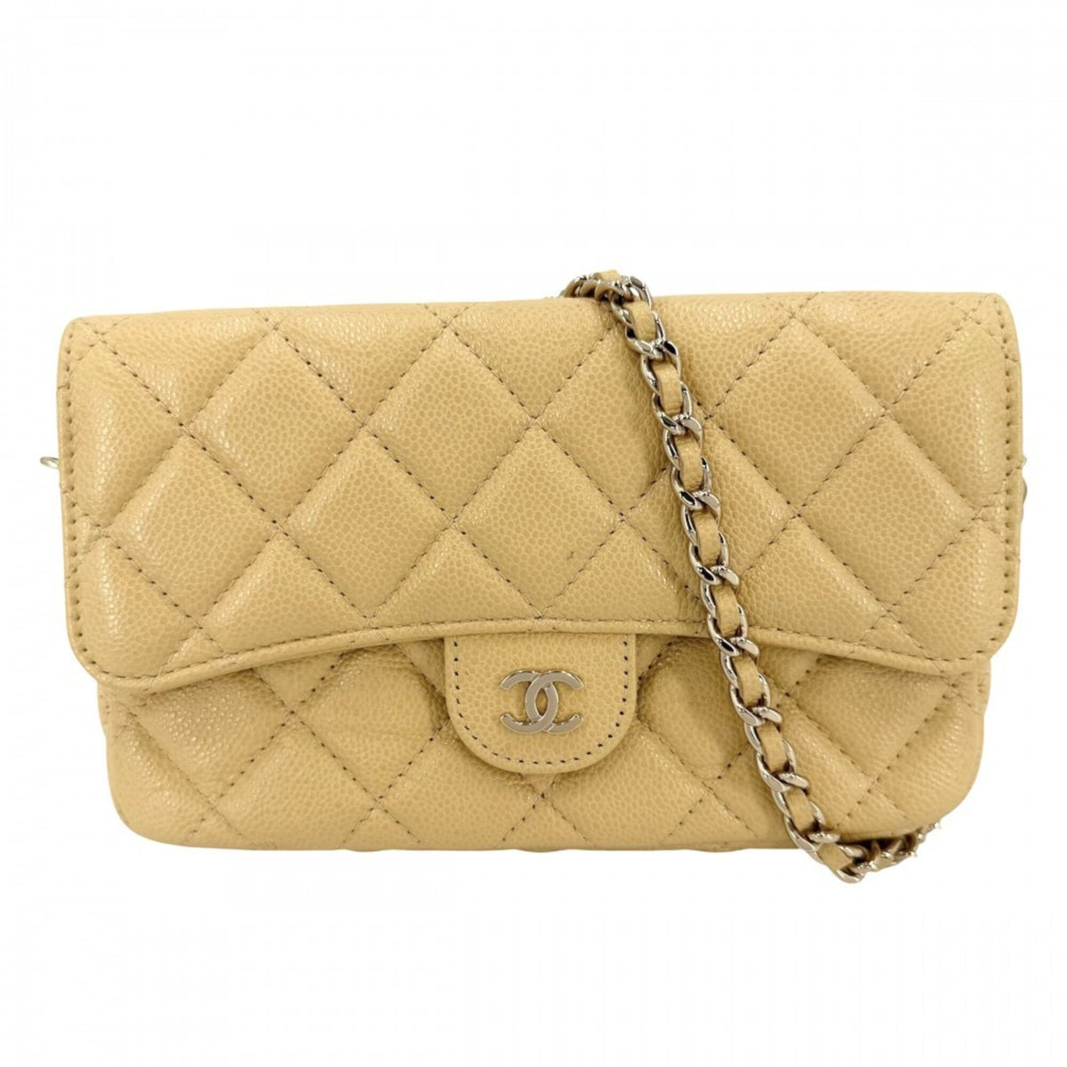 Chanel Yellow Grained Calfskin Shoulder Bag (Pre-Owned)