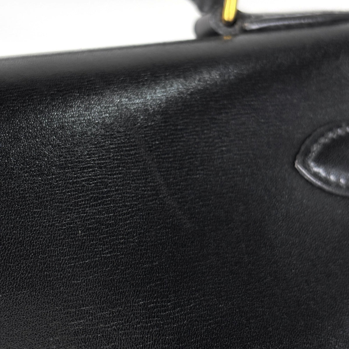 Hermes Kelly Black Box Calf Leather Handbag (Pre-Owned)
