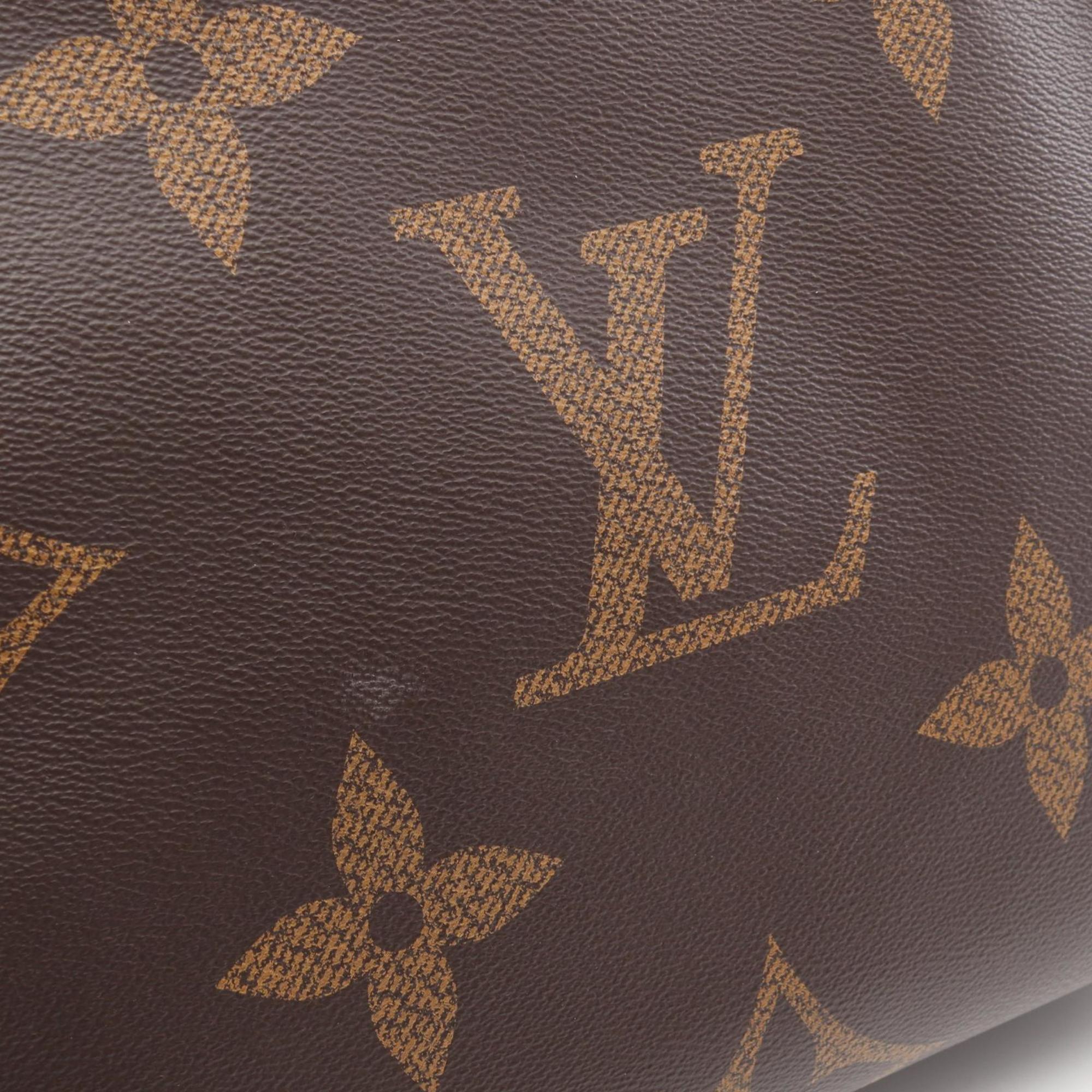 Louis Vuitton Beige Brown Coated Canvas Monogram Leather Handbag Tote Bag (Pre-Owned)