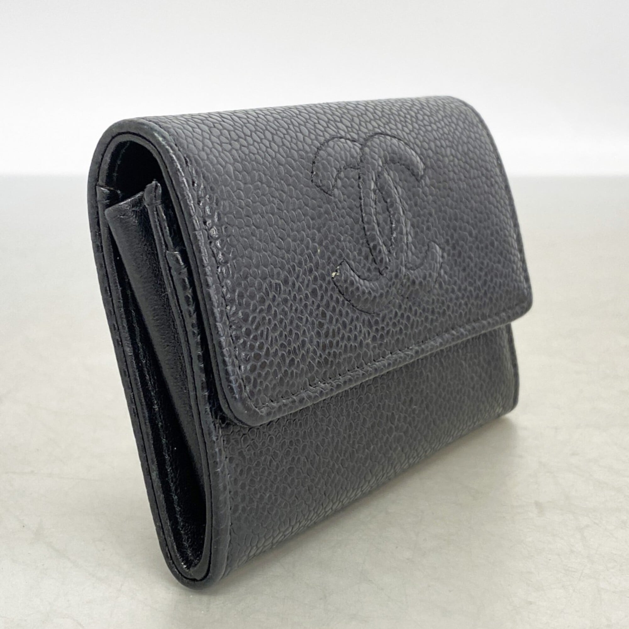 Chanel Black Grained Calfskin Coin Purse/Coin Case (Pre-Owned)