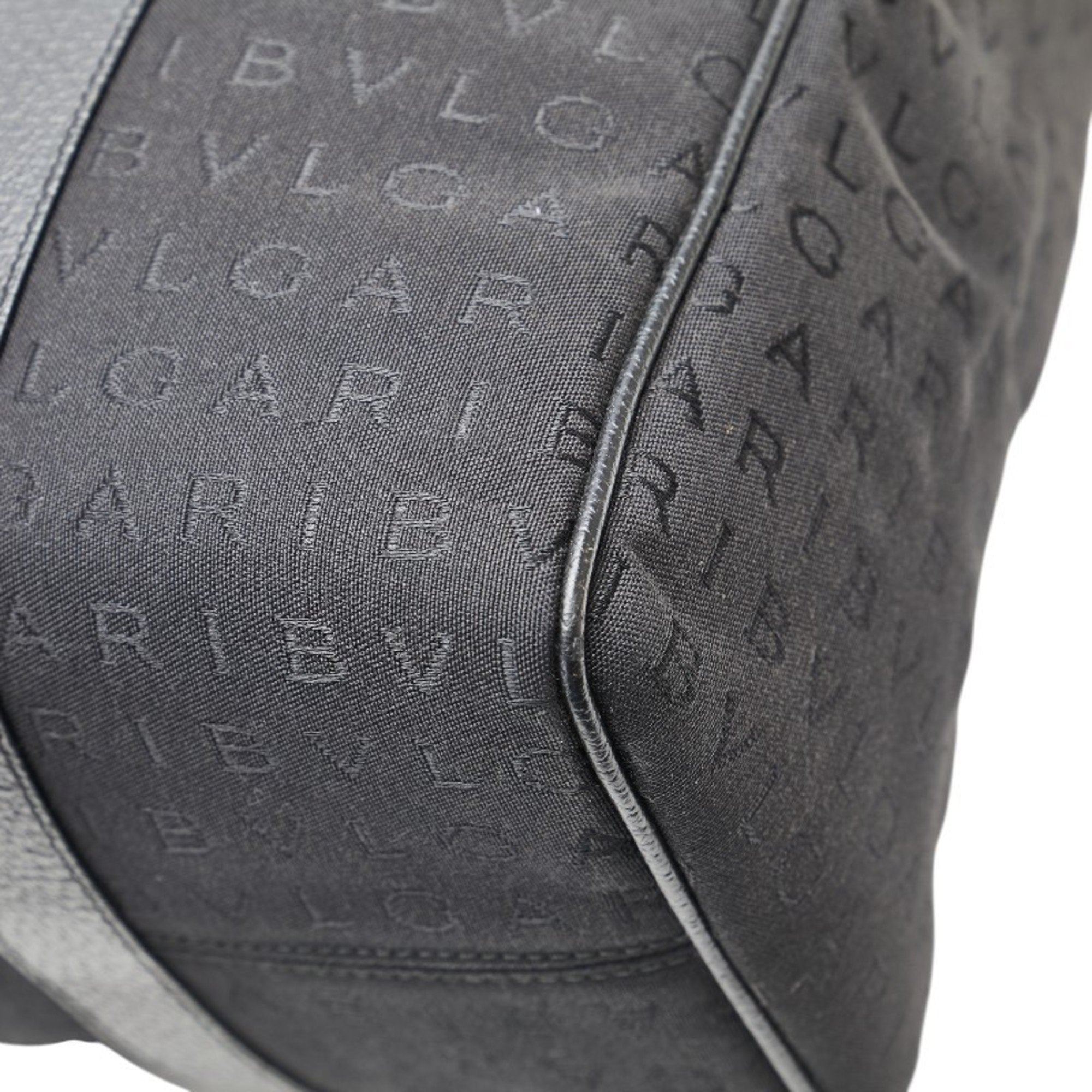 Bvlgari Logomania Black Canvas Leather Handbag Tote Bag (Pre-Owned)