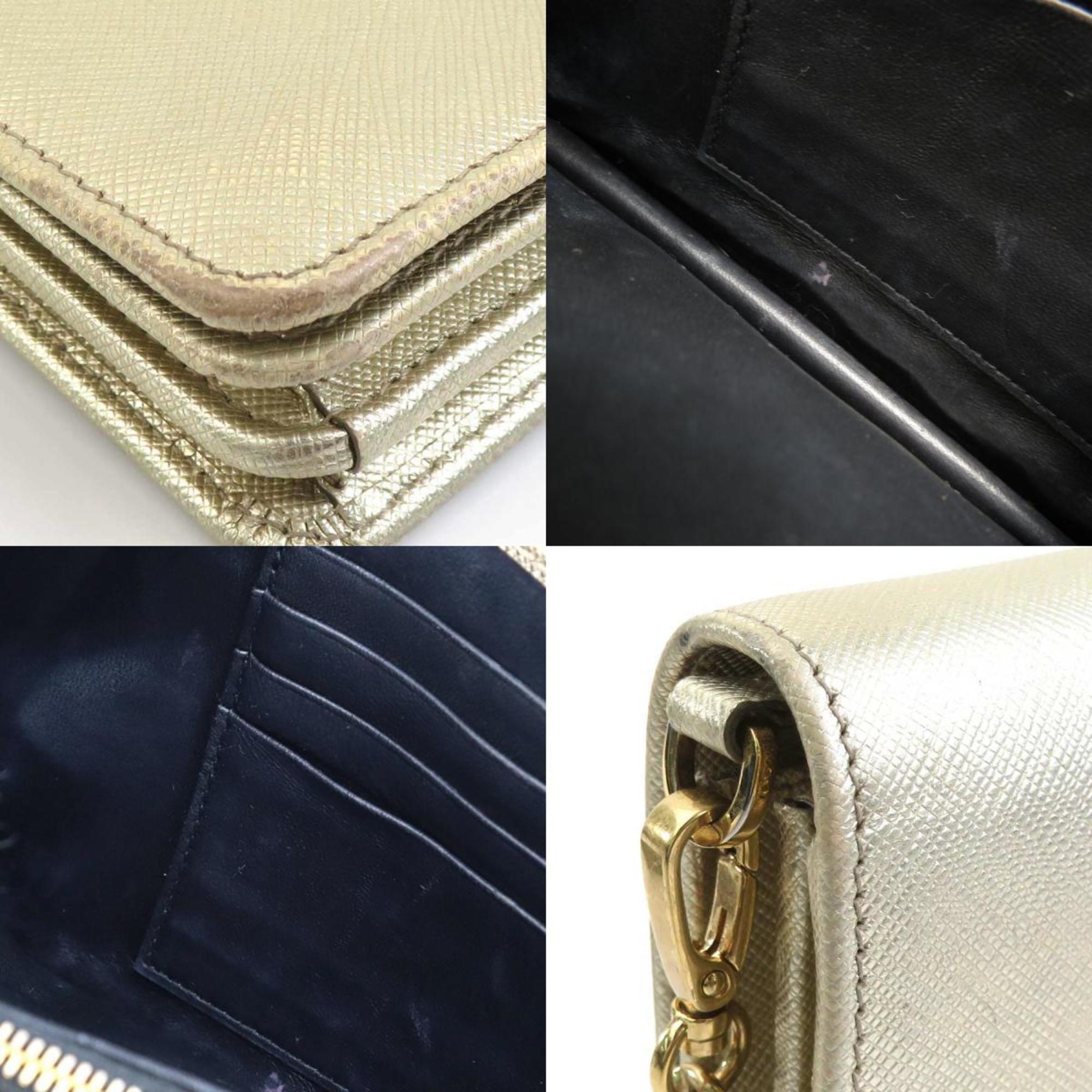 Prada Gold Leather Shoulder Bag (Pre-Owned)