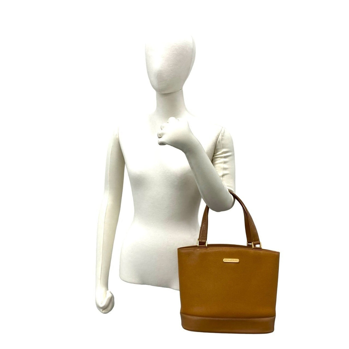Burberry Brown Leather Handbag Tote Bag (Pre-Owned)