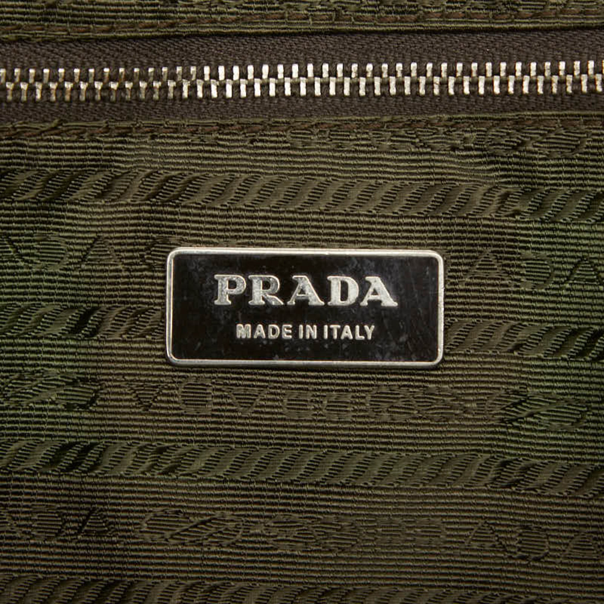 Prada Beige Yellow Canvas Leather Shoulder Bag Tote Bag (Pre-Owned)