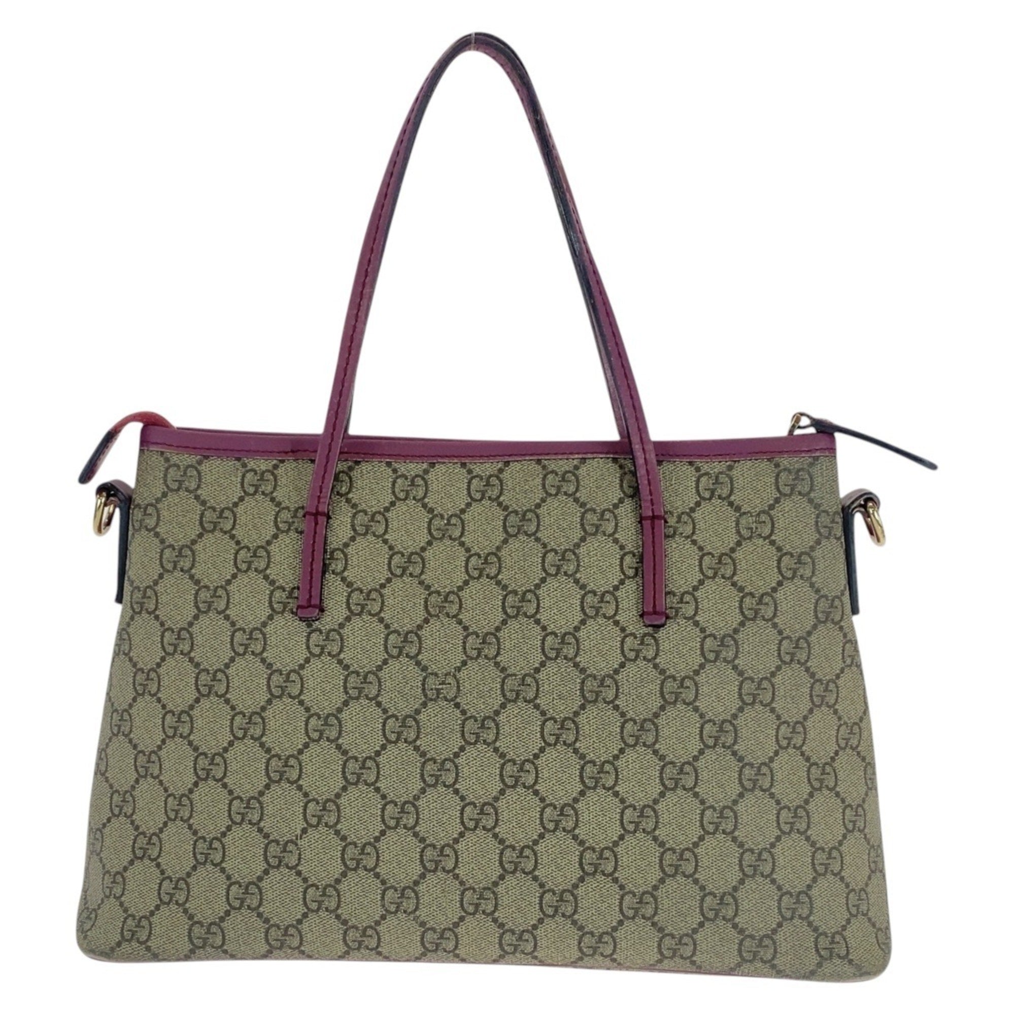 Gucci Beige Purple Gg Supreme Leather Handbag Shoulder Bag (Pre-Owned)