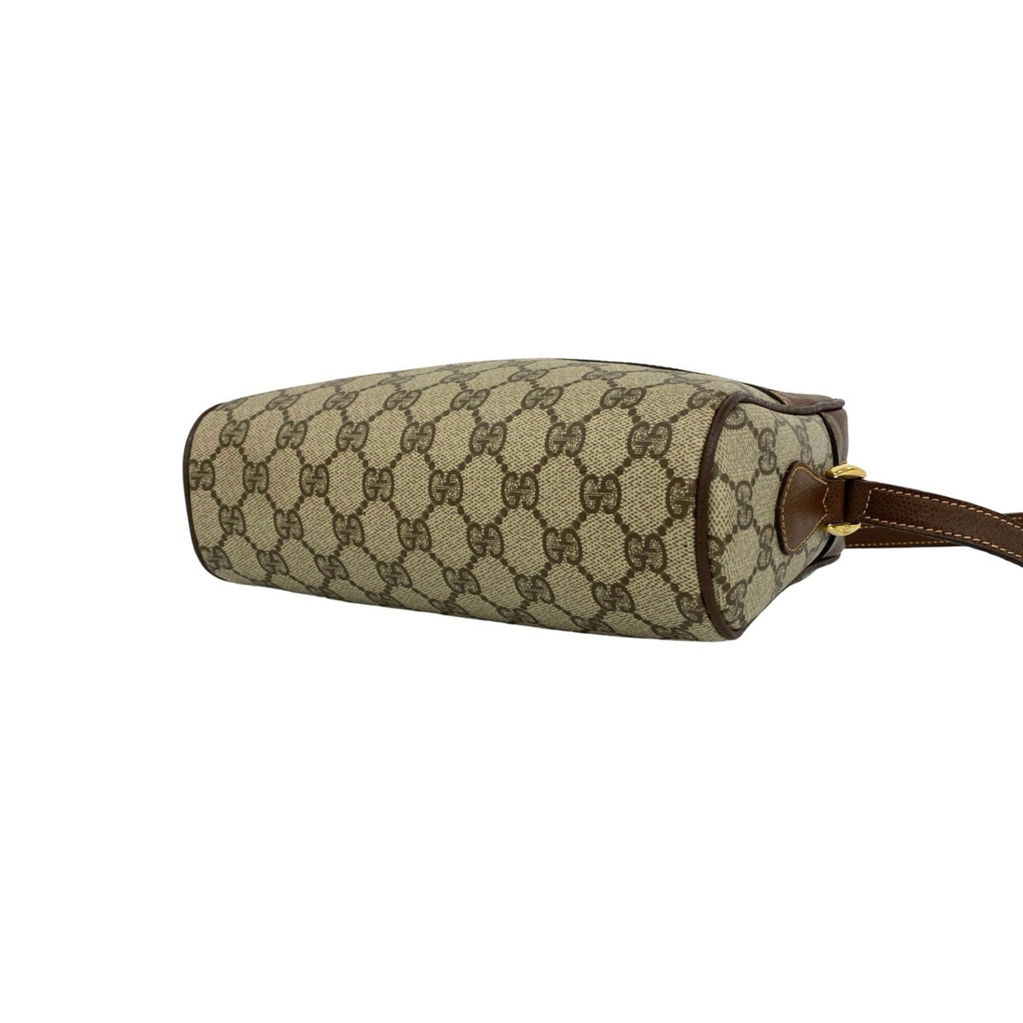 Gucci Brown Green Red Color Leather Pvc Shoulder Bag (Pre-Owned)