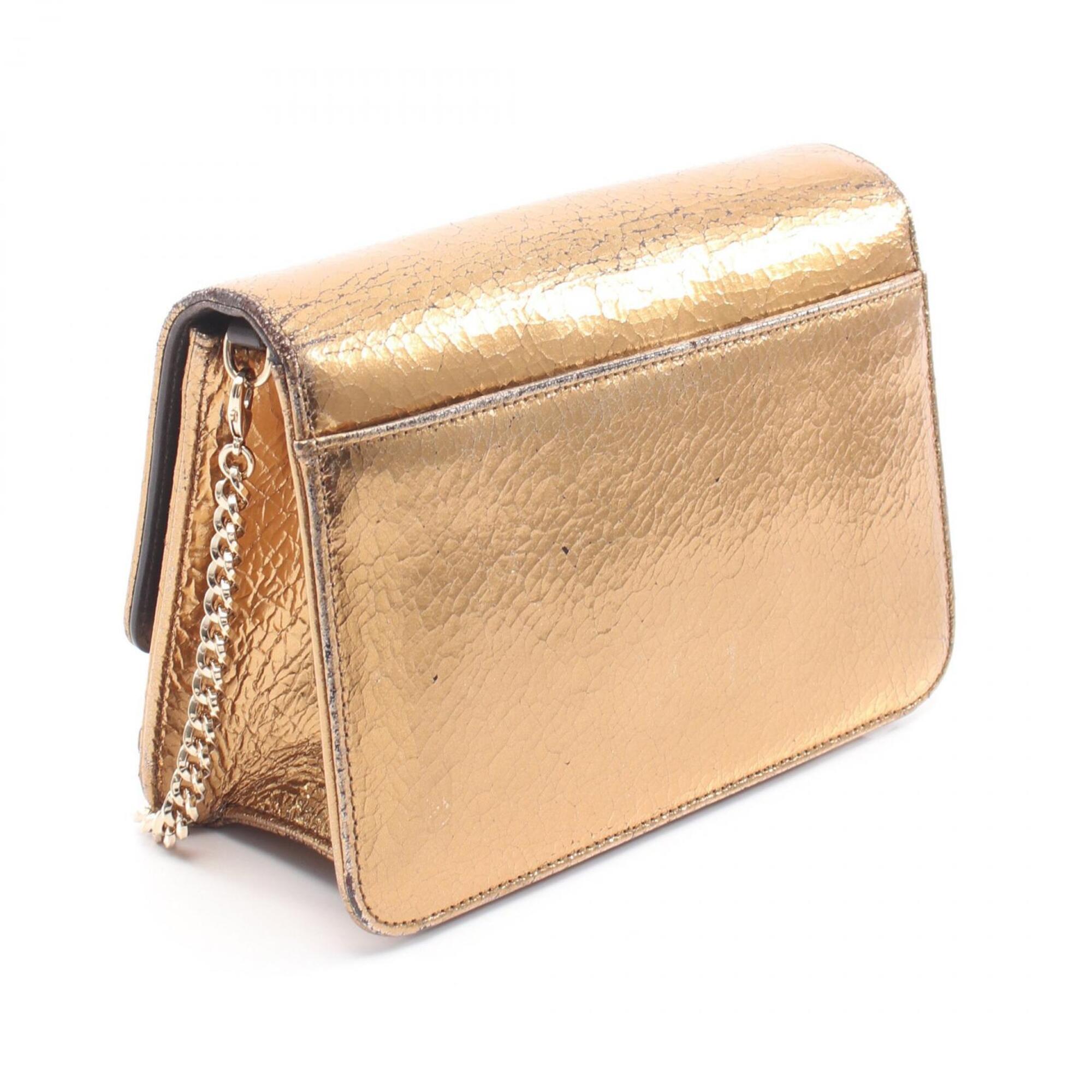 Christian Dior Gold Leather Handbag Shoulder Bag (Pre-Owned)