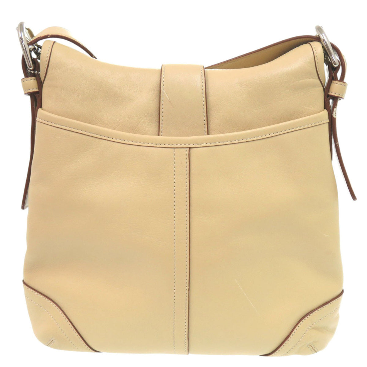Coach Beige Leather Shoulder Bag (Pre-Owned)