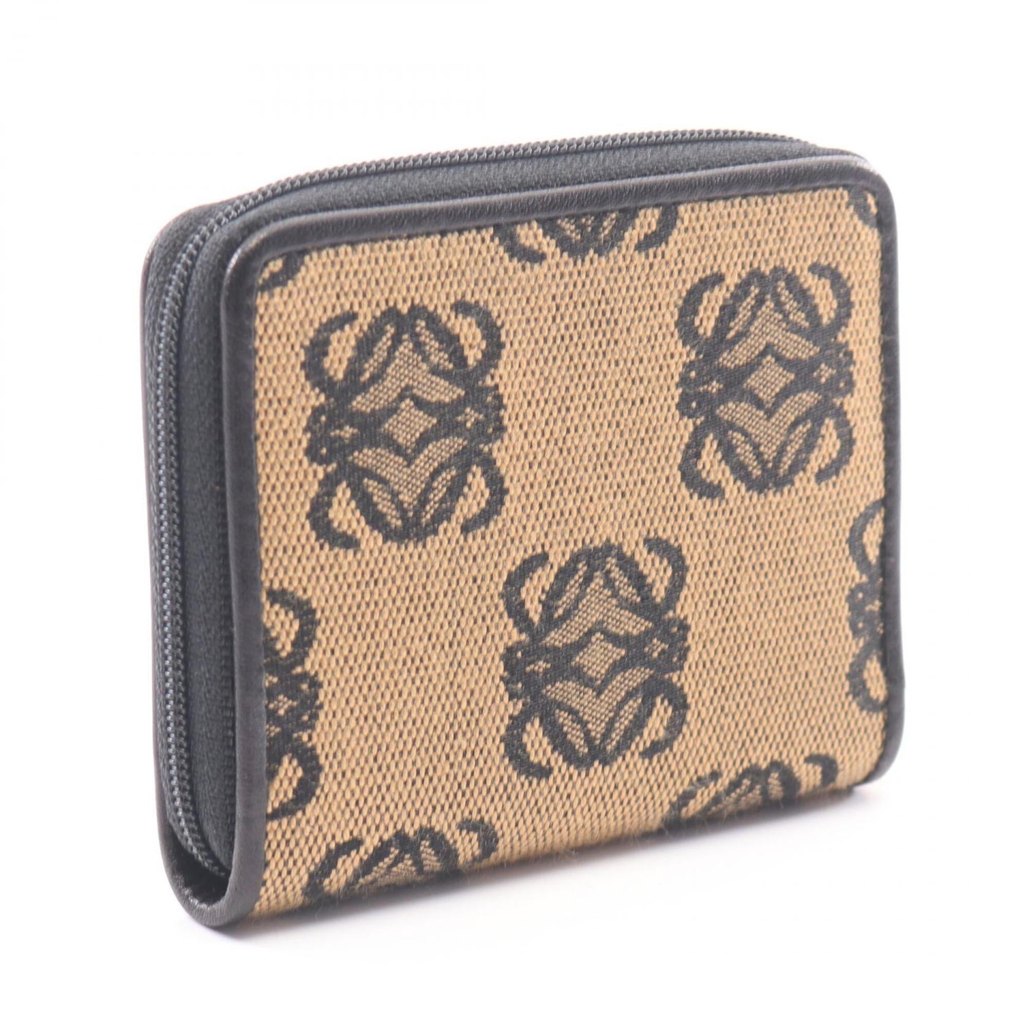 Loewe Beige Black Canvas Coin Purse/Coin Case (Pre-Owned)