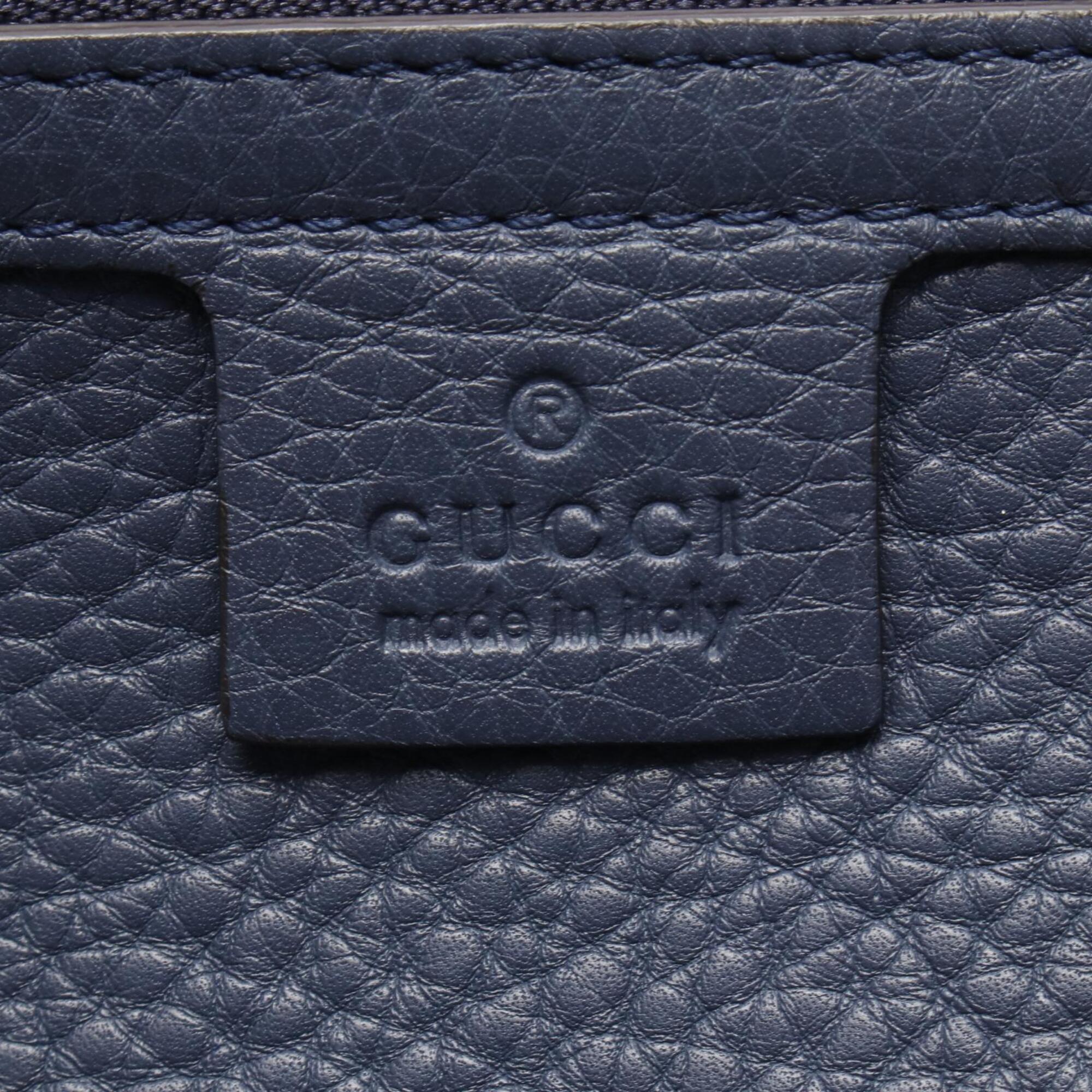 Gucci Navy Leather Handbag Tote Bag (Pre-Owned)