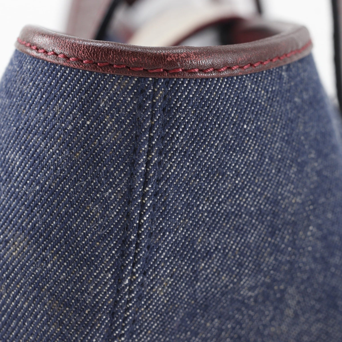 Burberry Bordeaux Navy Denim Leather Canvas Tote Bag (Pre-Owned)