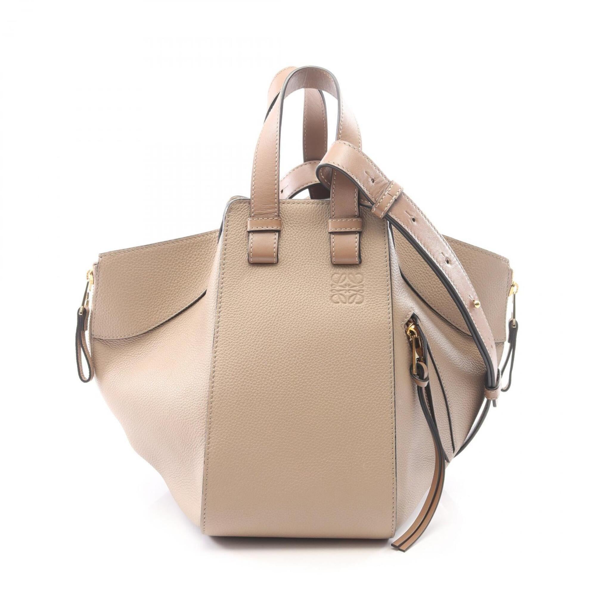 Loewe Beige Gray Leather Handbag (Pre-Owned)