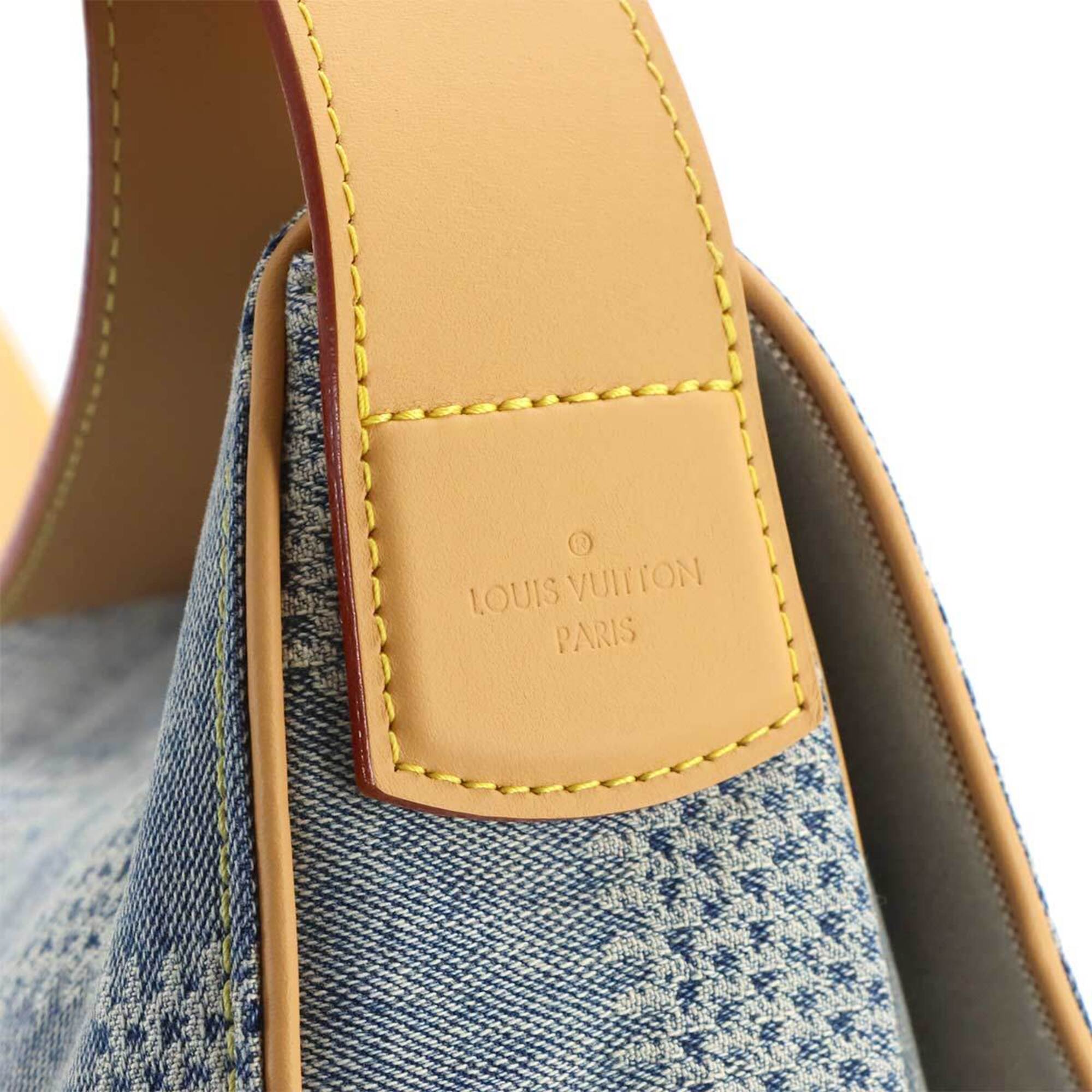 Louis Vuitton Blue Brown Denim Leather Handbag Messenger Bag Shoulder Bag (Pre-Owned)