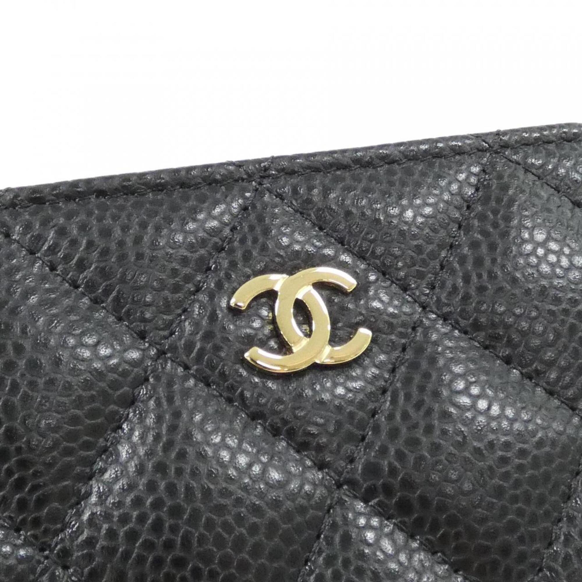 Chanel Black Grained Calfskin Coin Purse/Coin Case (Pre-Owned)