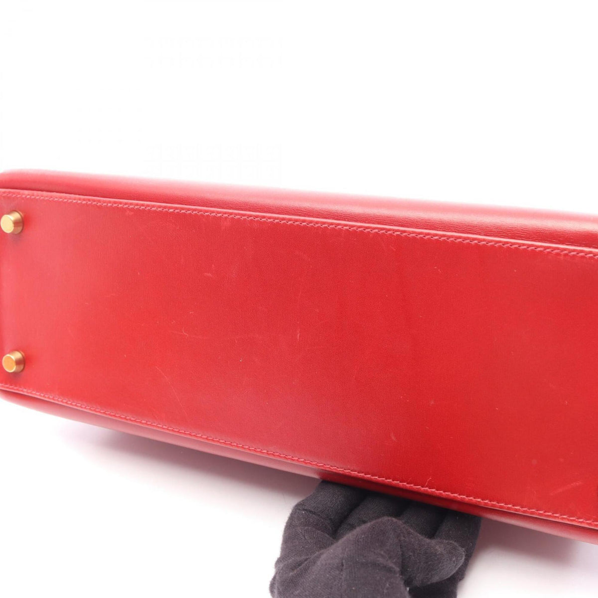 Hermes Red Color Tadelakt Leather Handbag (Pre-Owned)