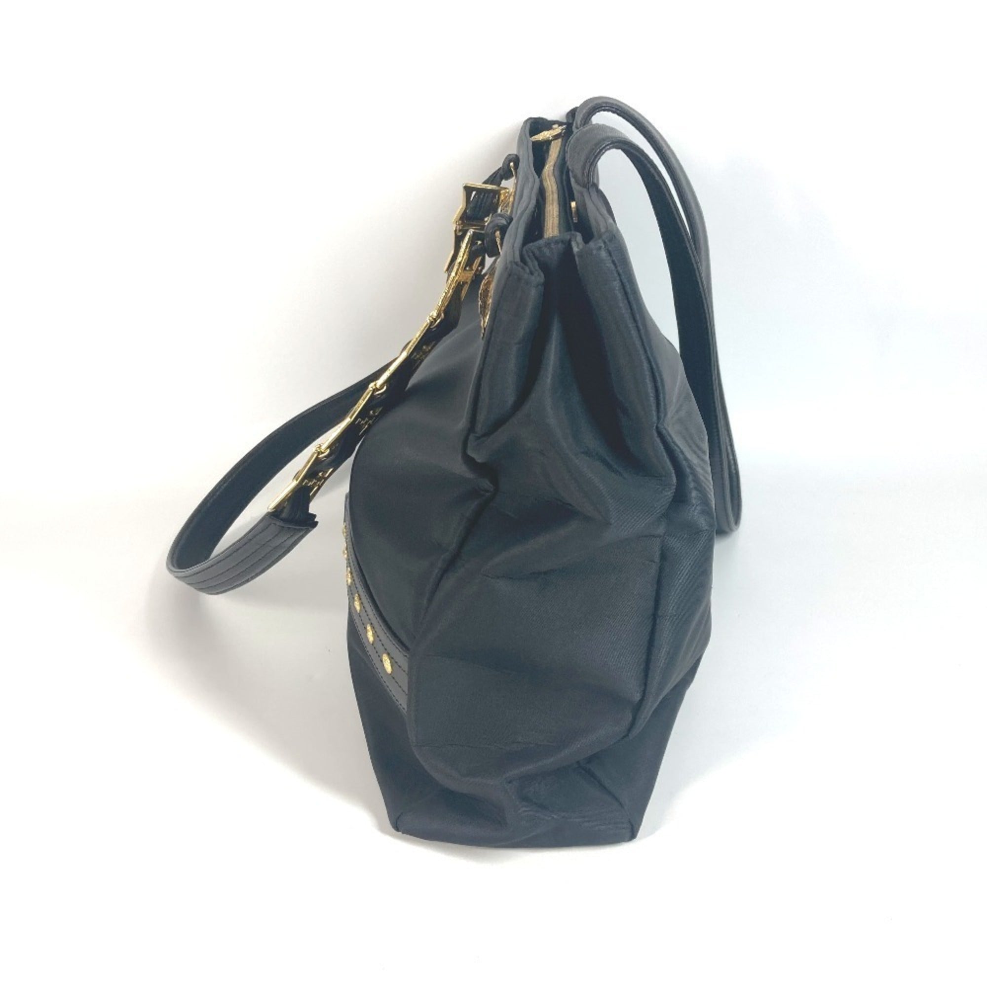 Versace Black Nylon Shoulder Bag Tote Bag (Pre-Owned)