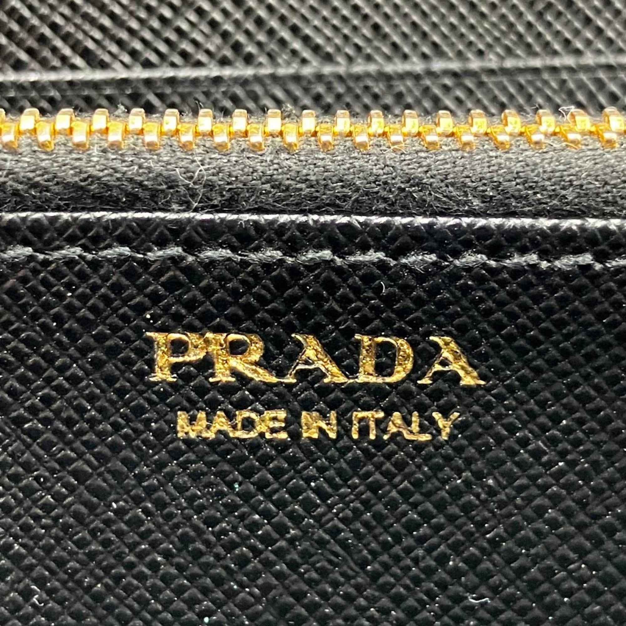 Prada Black Leather Long Wallet (Bi-Fold) (Pre-Owned)