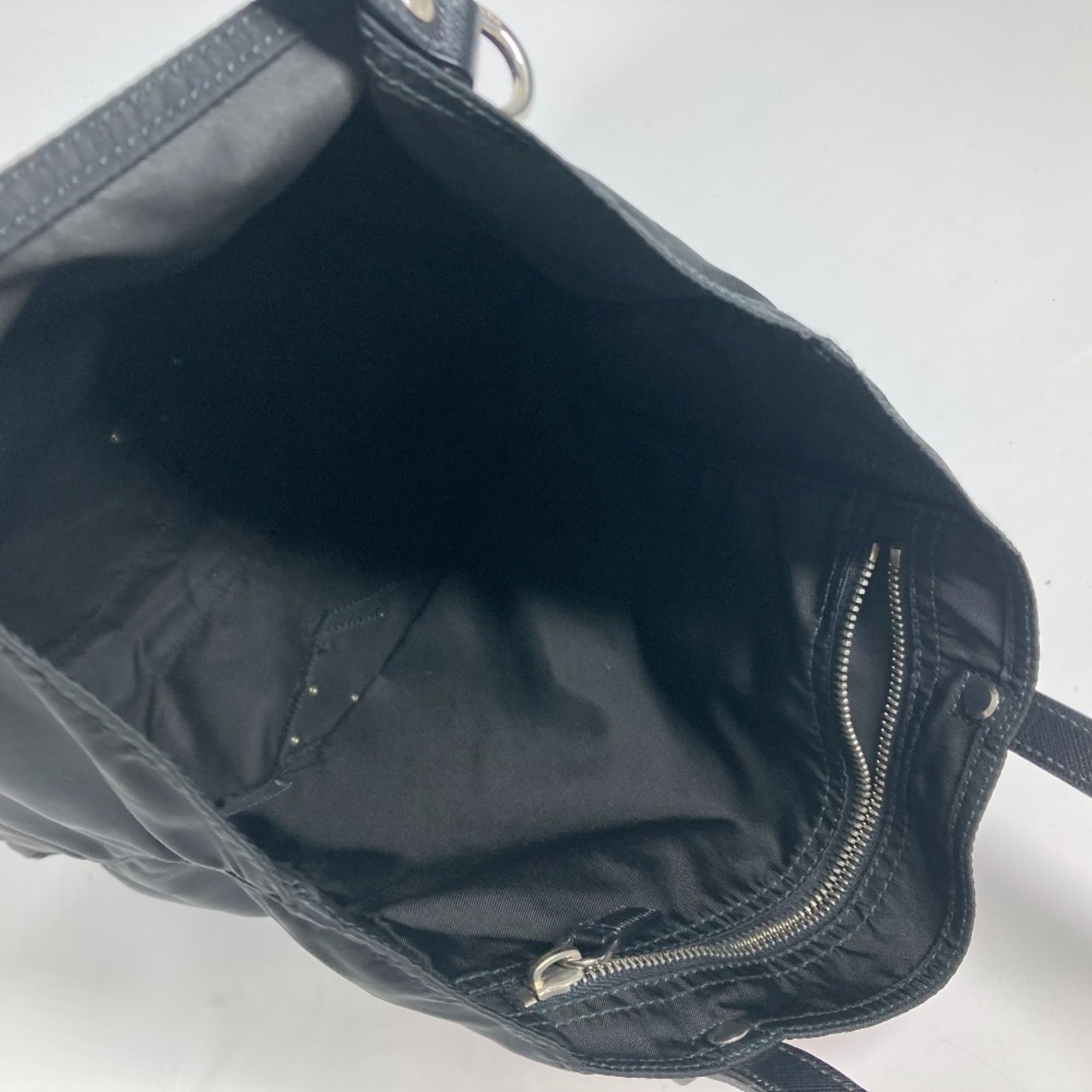 Prada Black Multi-Color Nylon Leather Handbag Shoulder Bag Tote Bag (Pre-Owned)