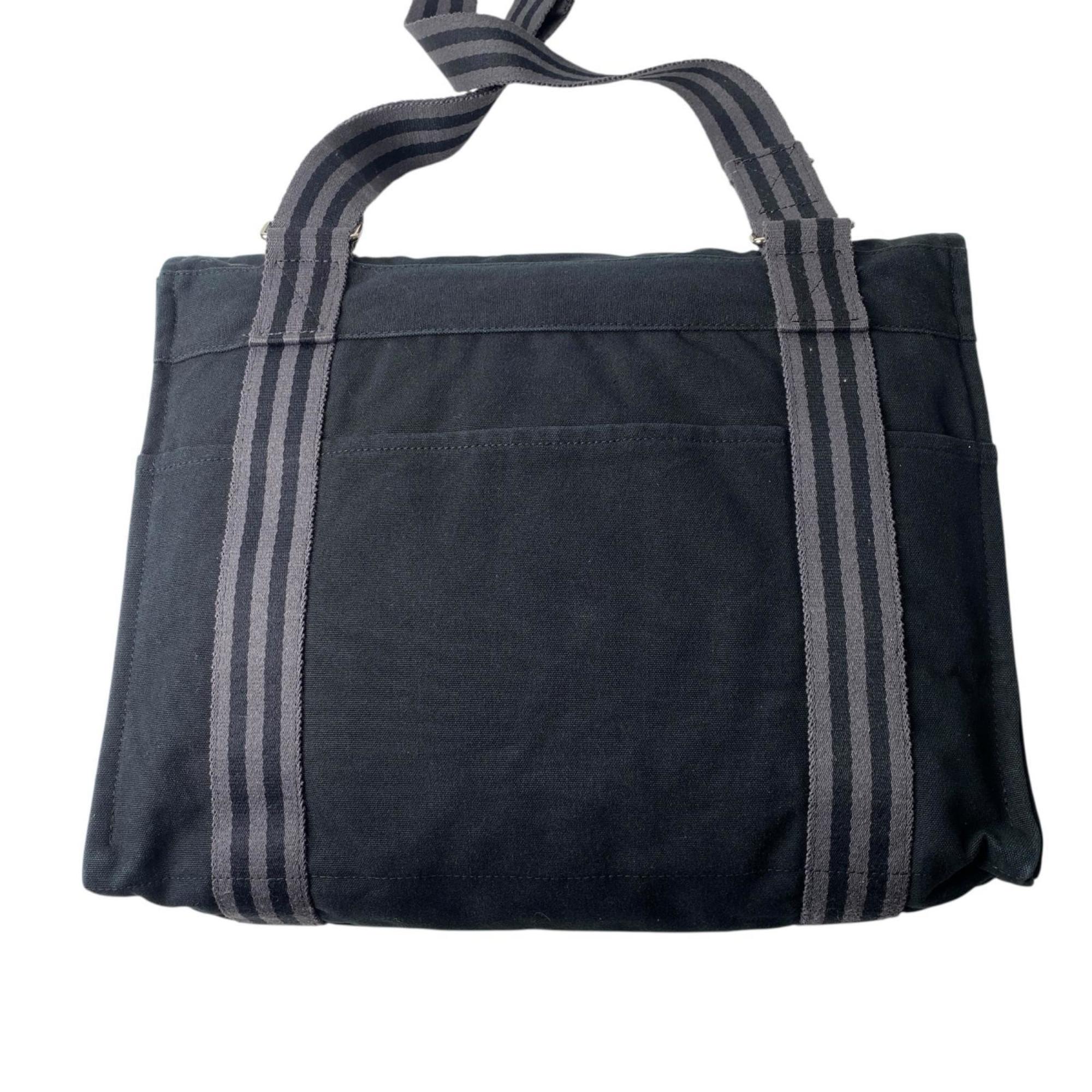 Hermes Black Canvas Messenger Bag Shoulder Bag (Pre-Owned)