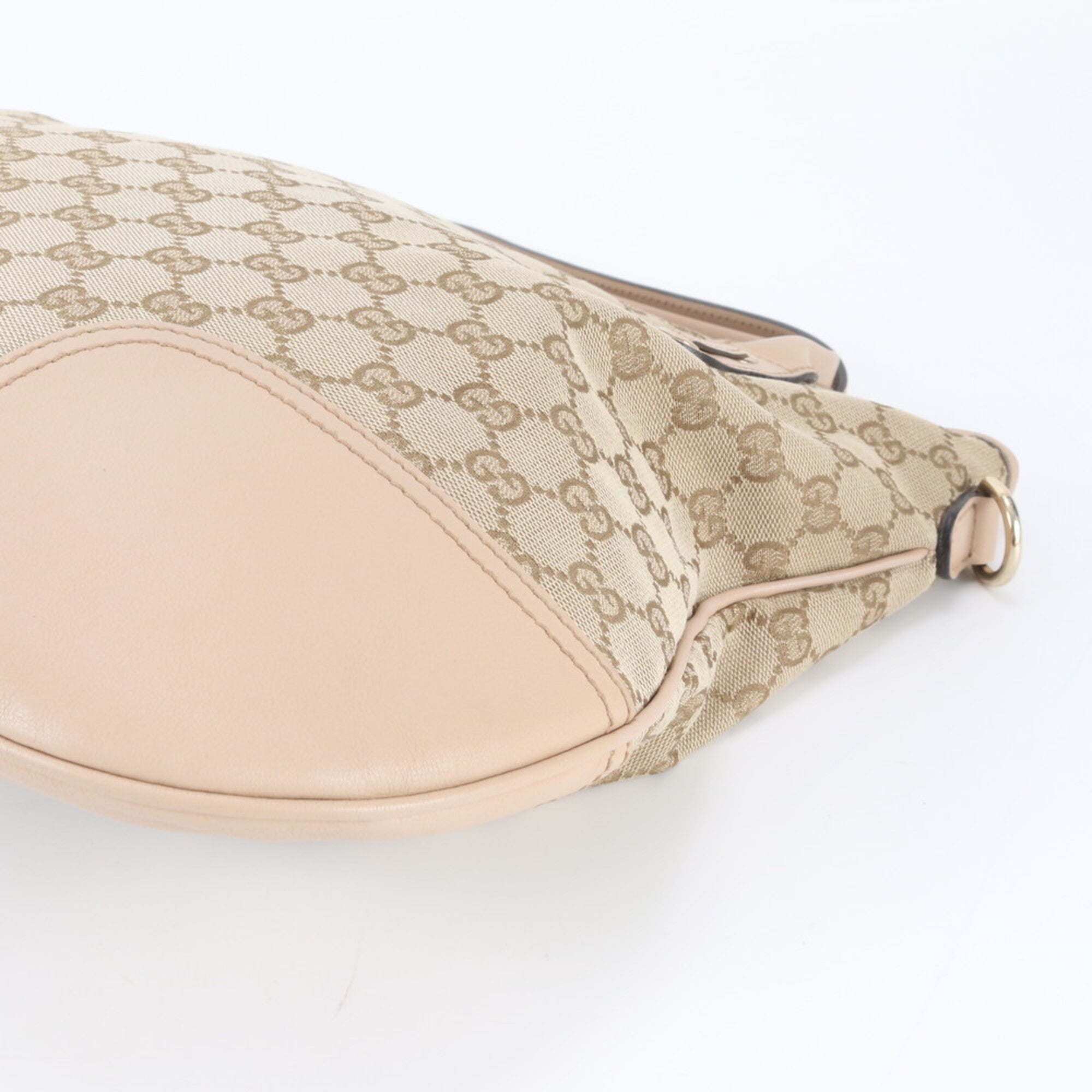 Gucci Beige Leather Canvas Shoulder Bag Tote Bag (Pre-Owned)