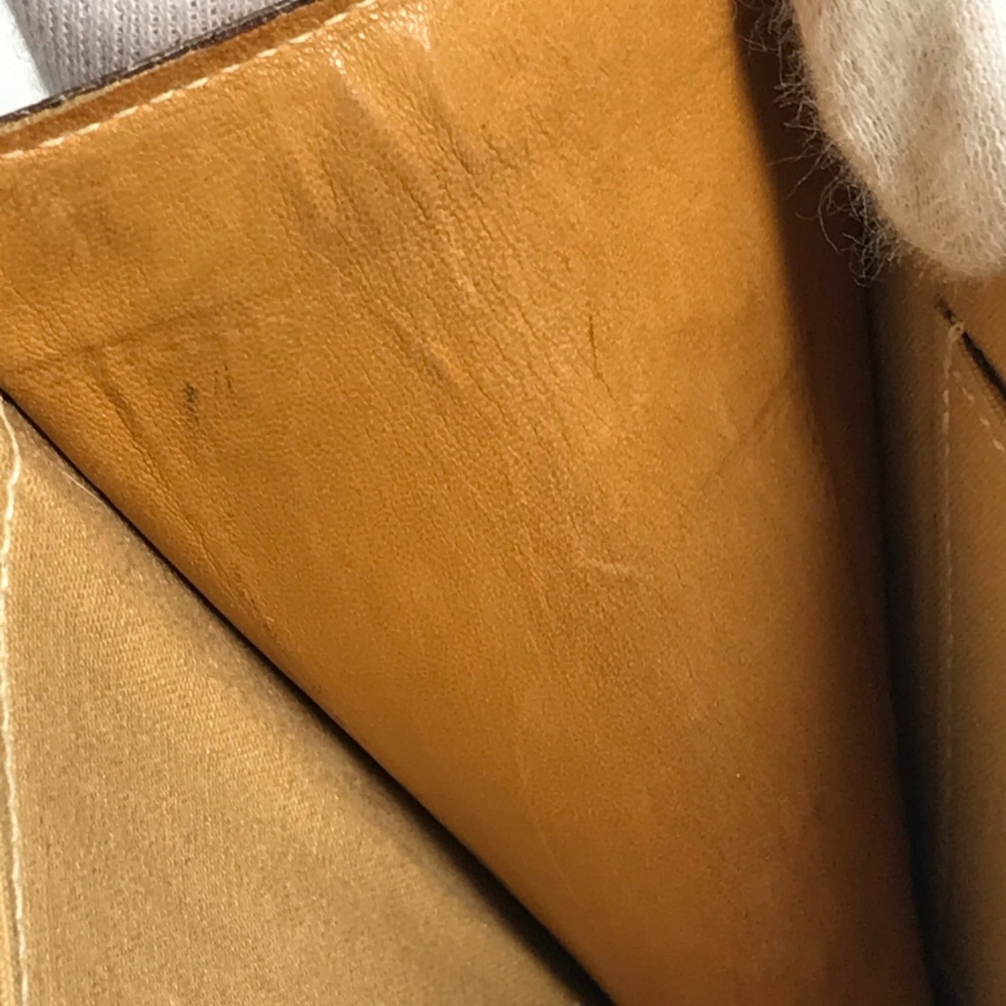 Hermes Beige Leather Canvas Handbag Pochette Shoulder Bag (Pre-Owned)