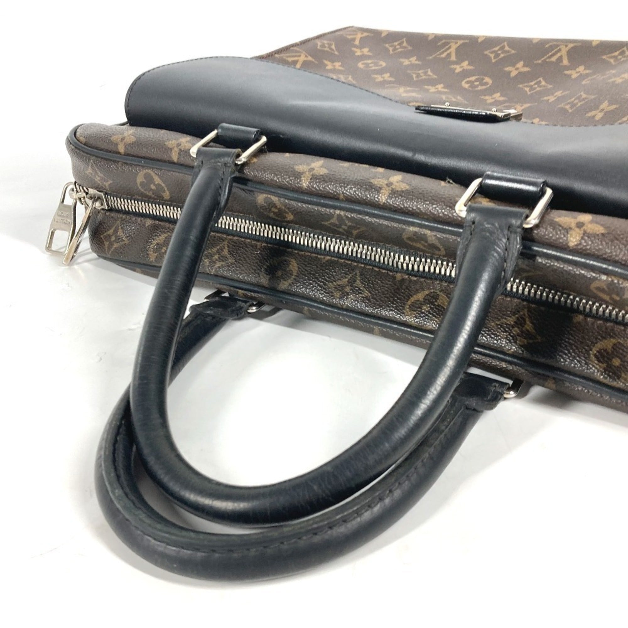 Louis Vuitton Black Brown Monogram Canvas Briefcase Shoulder Bag (Pre-Owned)