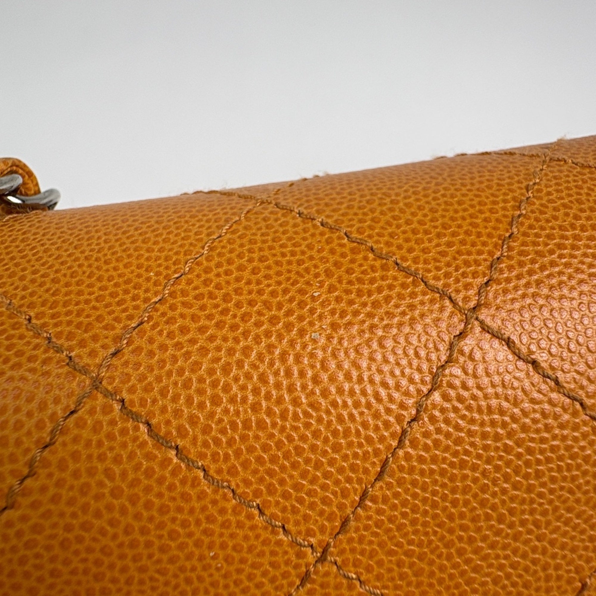 Chanel Orange Grained Calfskin Shoulder Bag (Pre-Owned)
