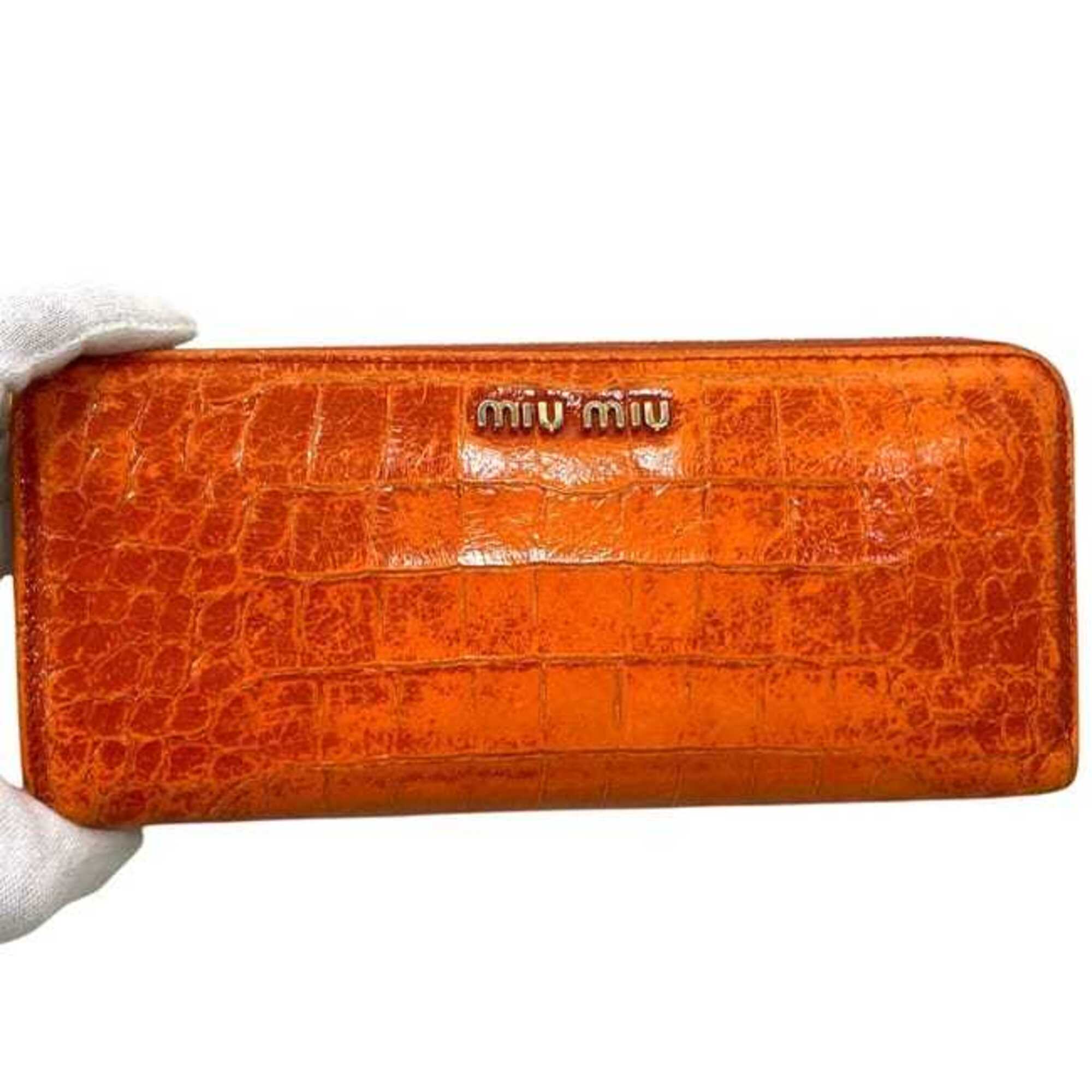 Miu Miu Orange Leather Long Wallet (Bi-Fold) (Pre-Owned)