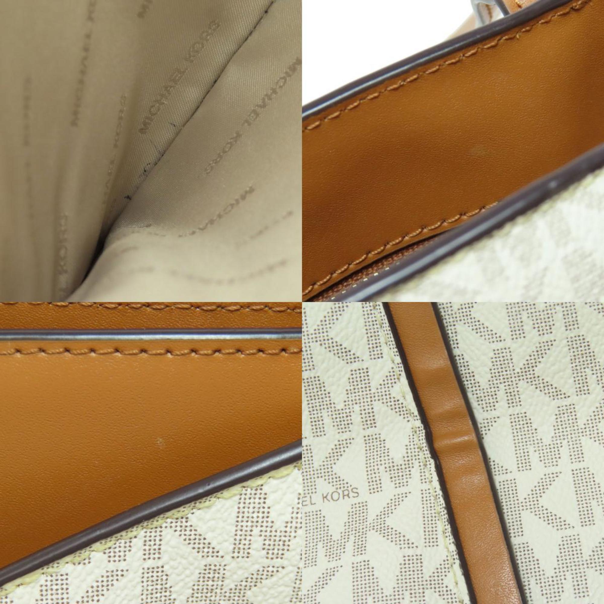 Michael Kors Brown White Pvc Tote Bag (Pre-Owned)
