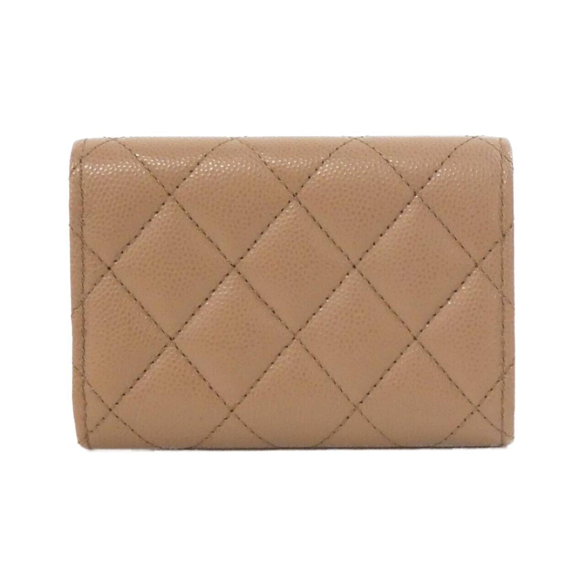 Chanel Dark Beige Grained Calfskin Wallet (Tri-Fold) (Pre-Owned)