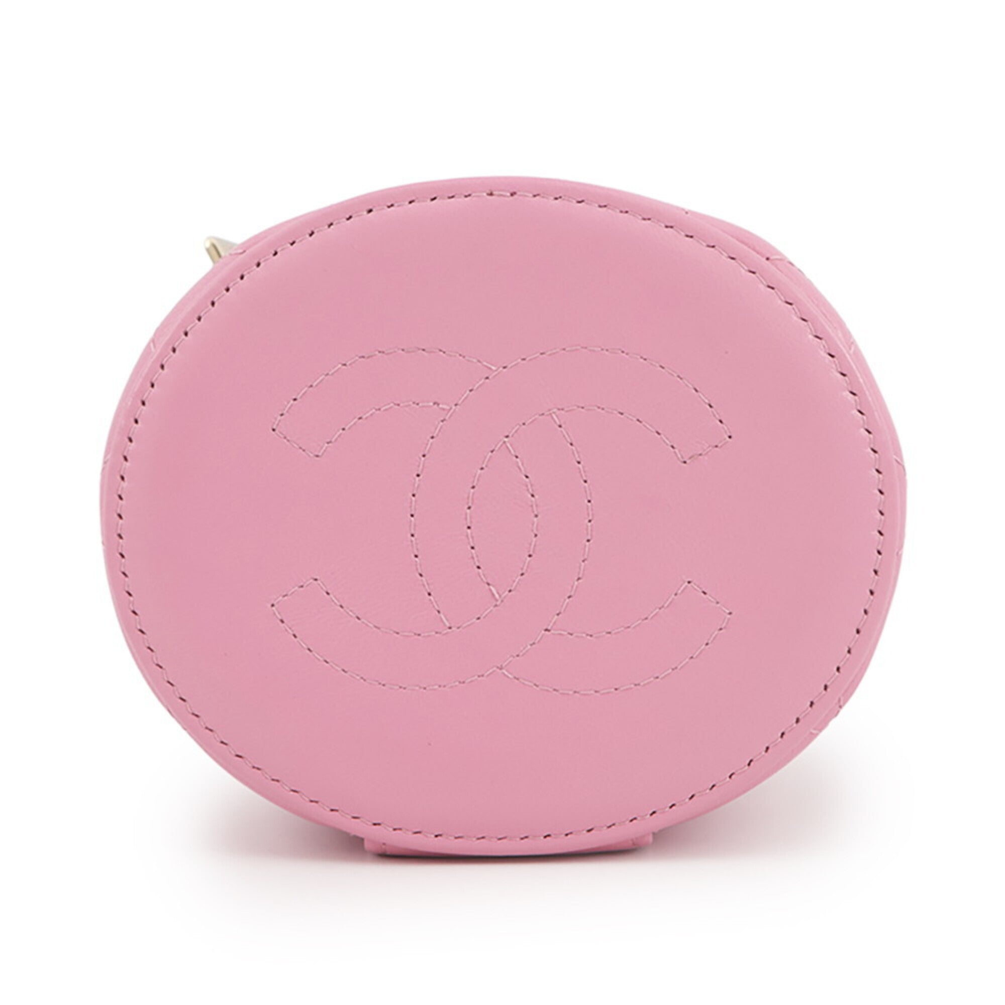 Chanel Pink Leather Handbag Pouch Vanity Bag (Pre-Owned)