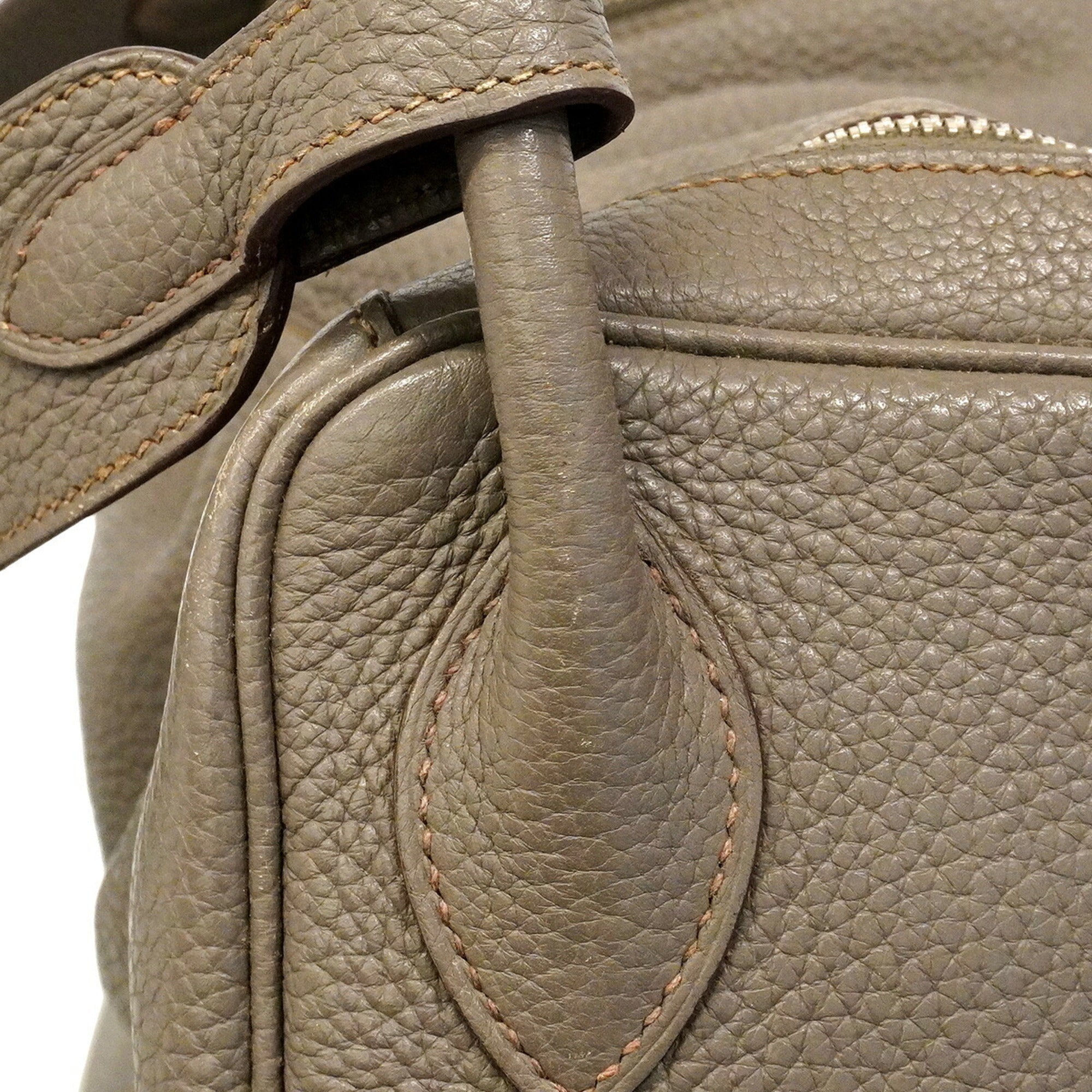 Hermes Etain Taurillon Clemence Leather Handbag (Pre-Owned)