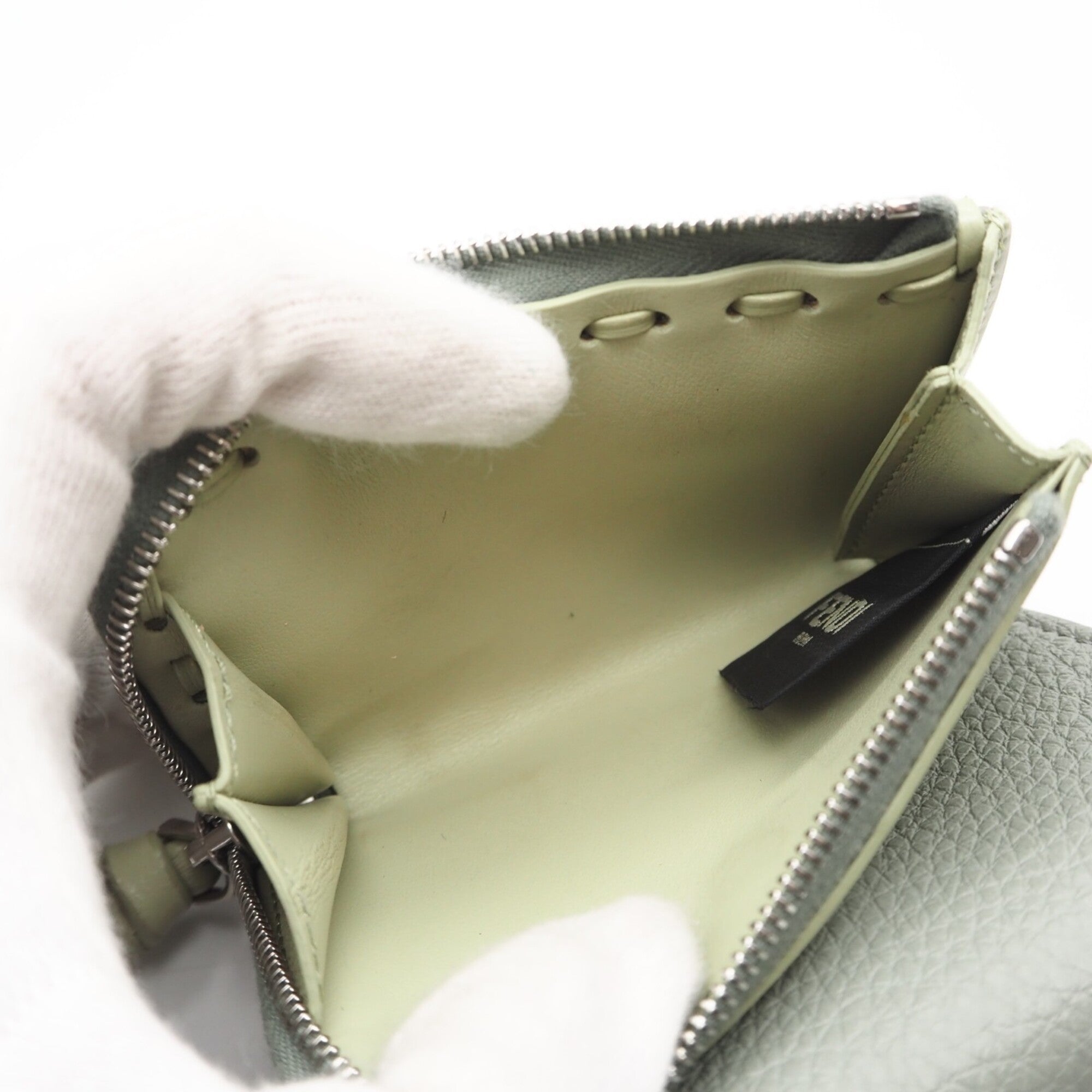 Fendi Green Leather Wallet (Tri-Fold) (Pre-Owned)