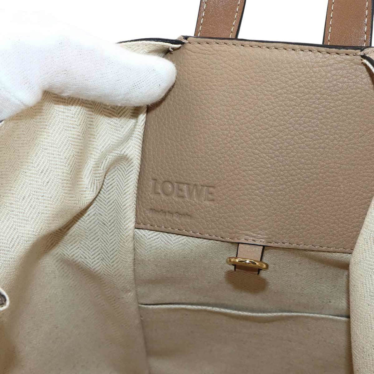 Loewe Hammock Beige Brown Leather Handbag (Pre-Owned)