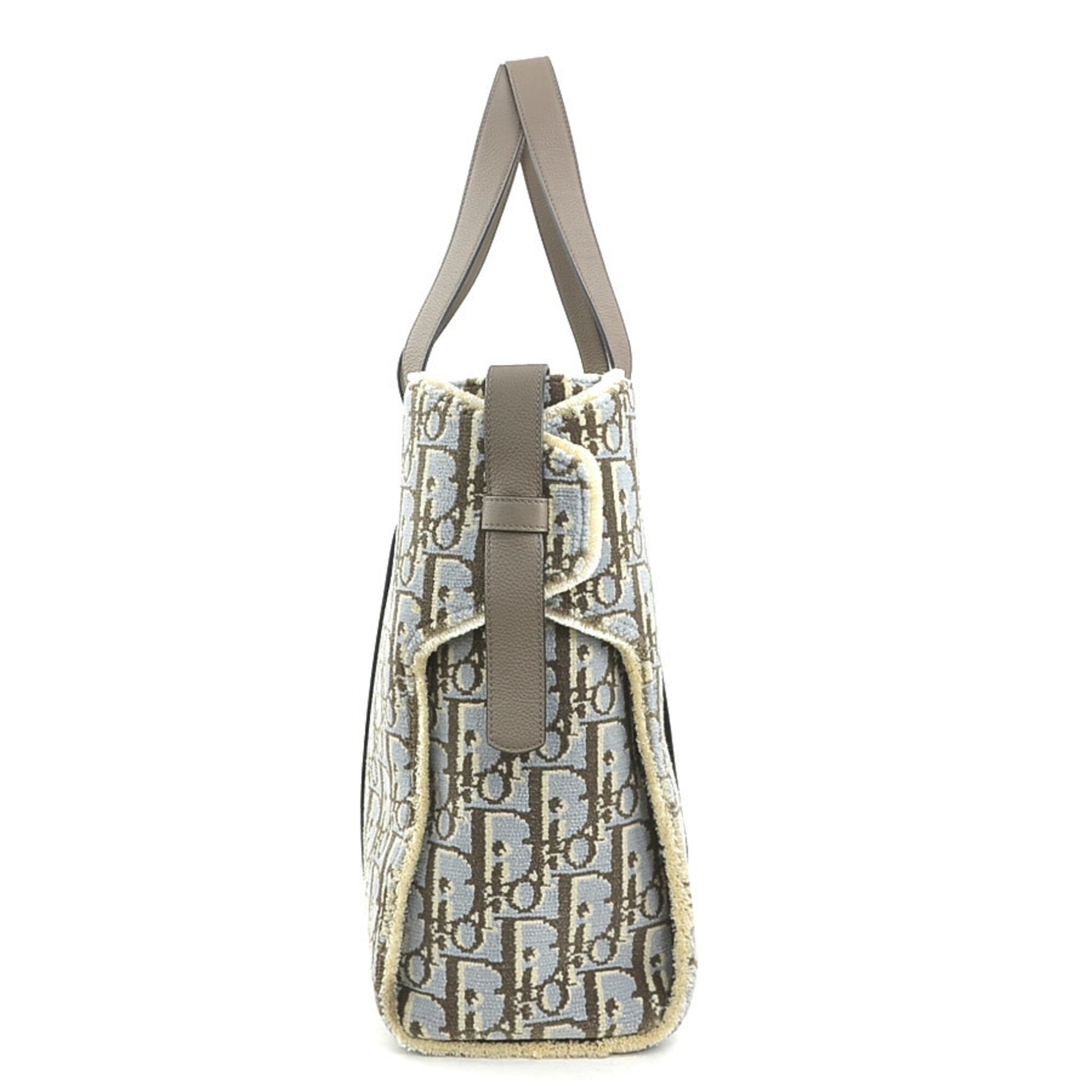 Christian Dior Gray Light Blue Leather Handbag (Pre-Owned)