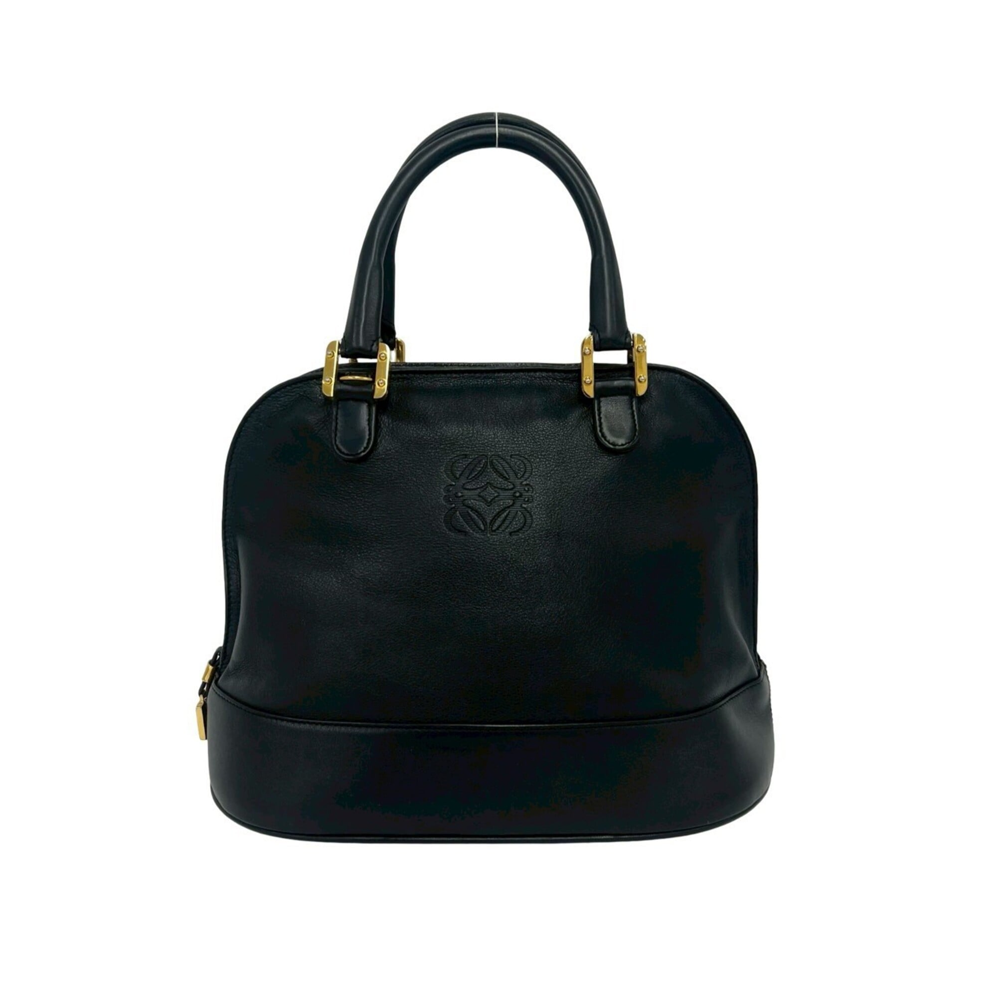 Loewe Black Leather Boston Bag Handbag Tote Bag (Pre-Owned)