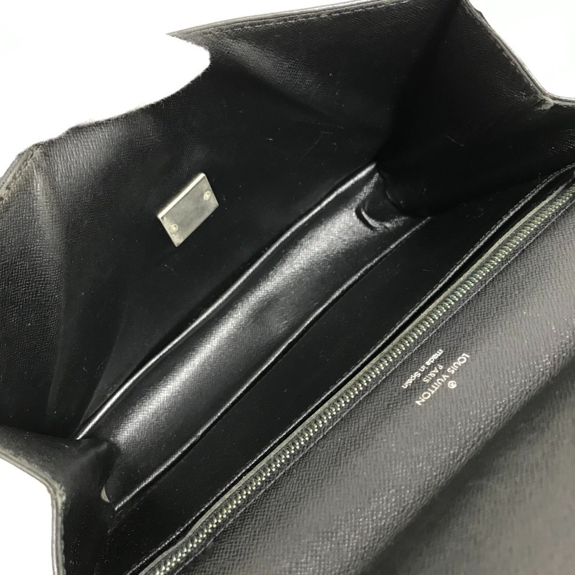 Louis Vuitton Ardoise Black Taiga Leather Clutch Bag Handbag Pouch (Pre-Owned)