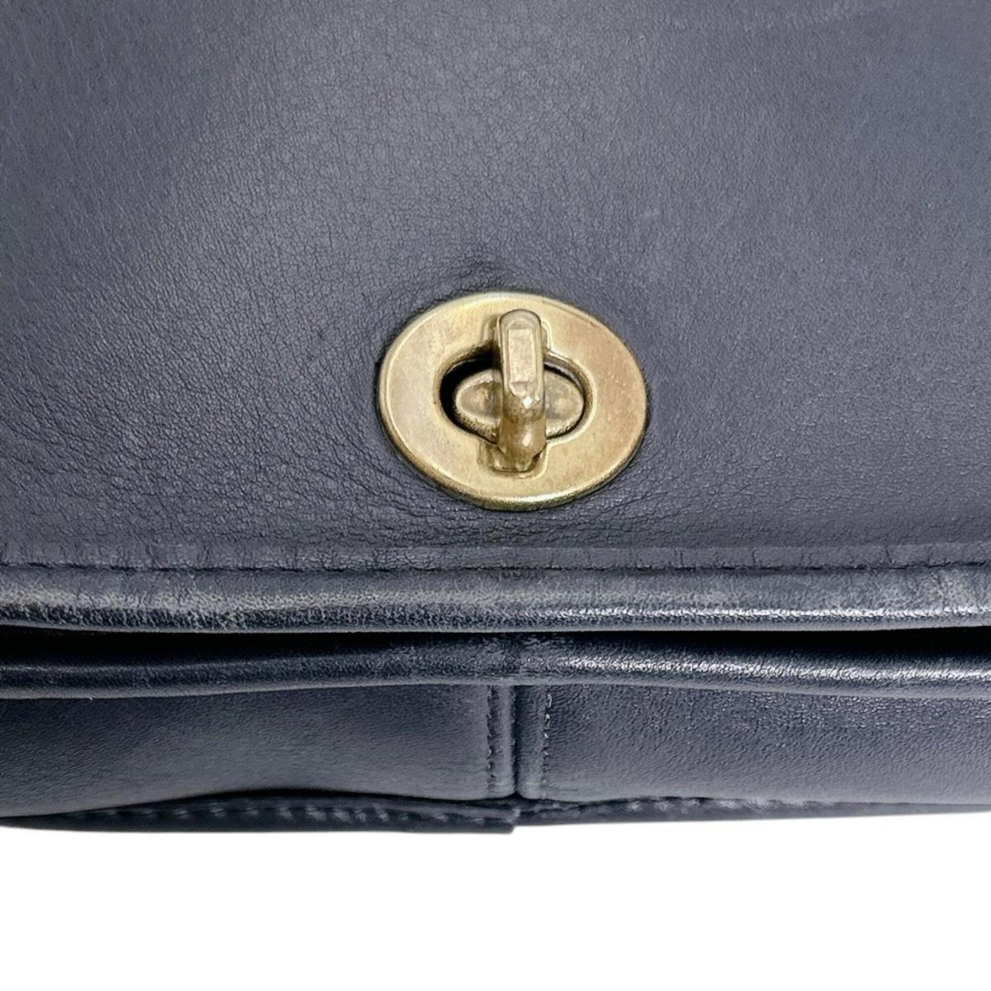 Coach Navy Leather Shoulder Bag (Pre-Owned)
