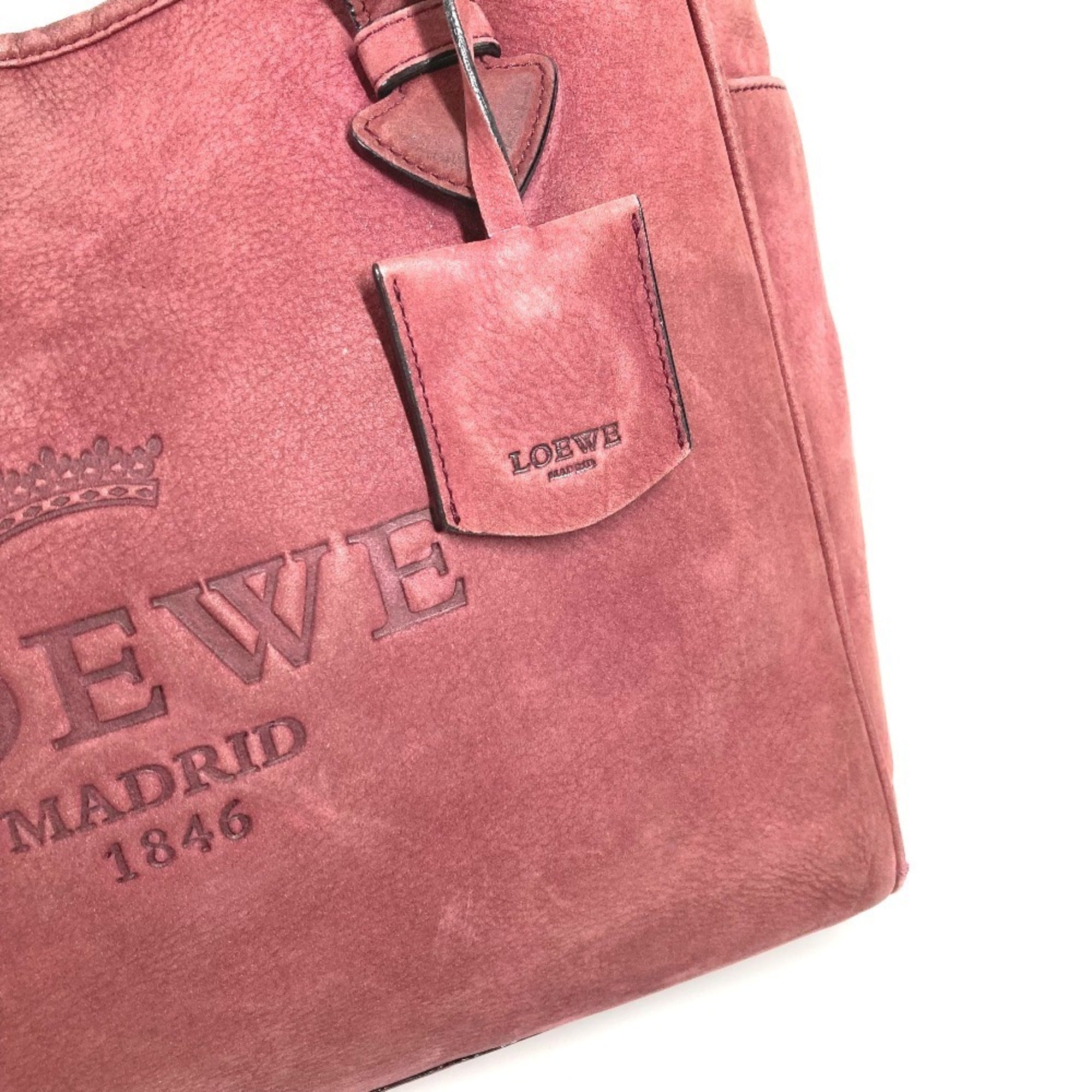Loewe Bordeaux Leather Shoulder Bag Tote Bag (Pre-Owned)