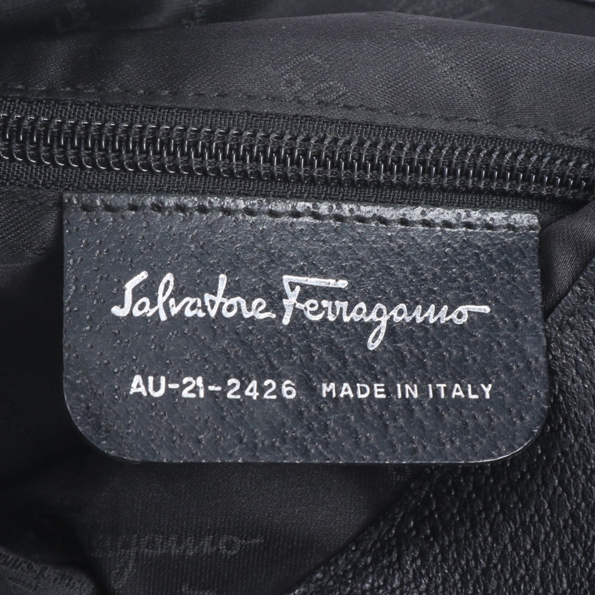 Salvatore Ferragamo Gancini Black Leather Nylon Handbag Shoulder Bag (Pre-Owned)