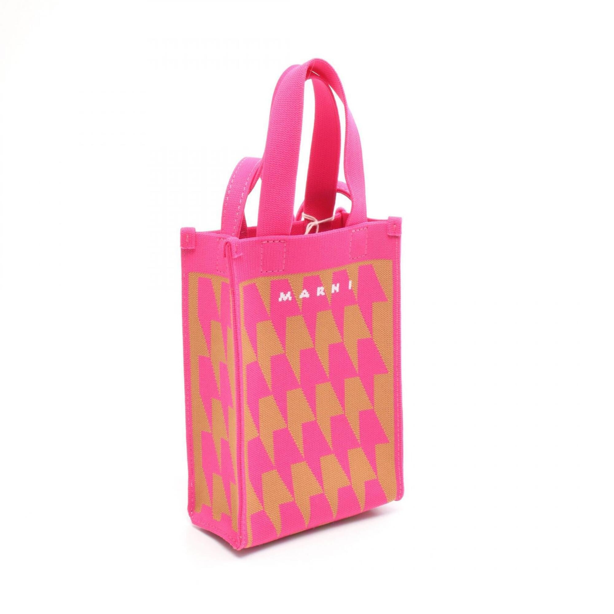 Marni Brown Pink Knit Handbag Shoulder Bag (Pre-Owned)