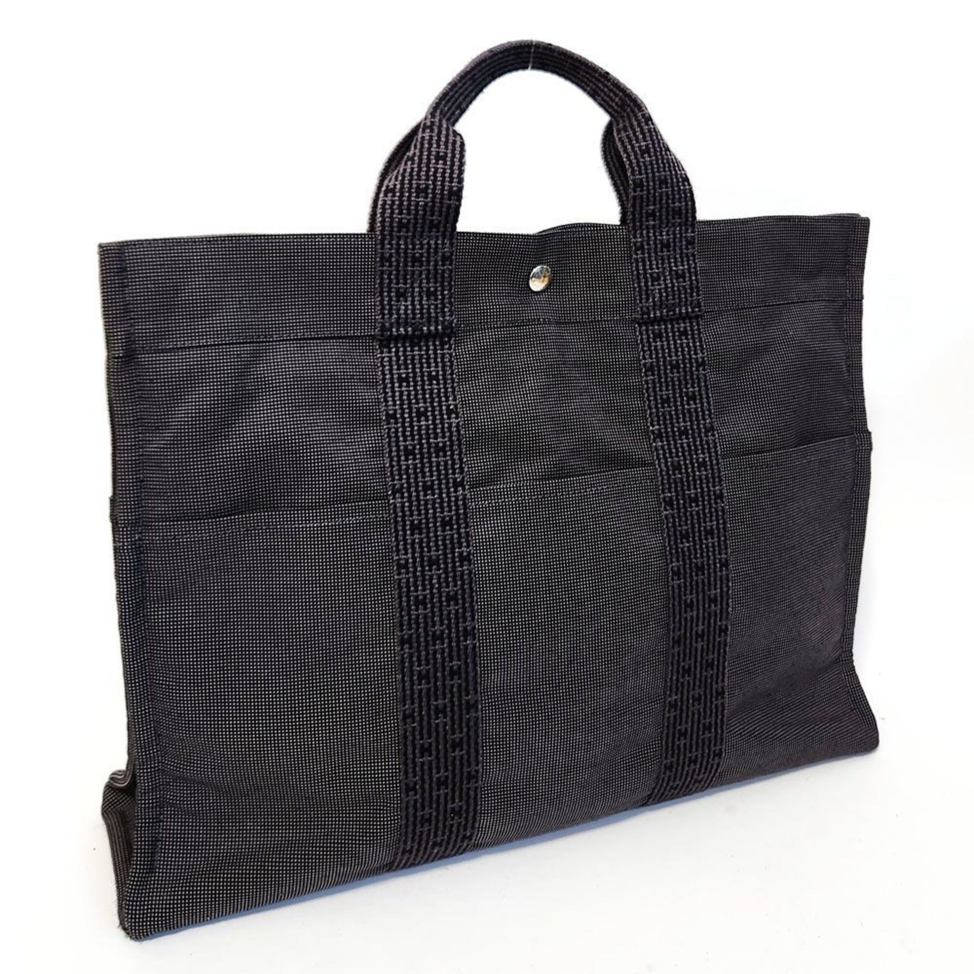 Hermes Gray Canvas Tote Bag (Pre-Owned)