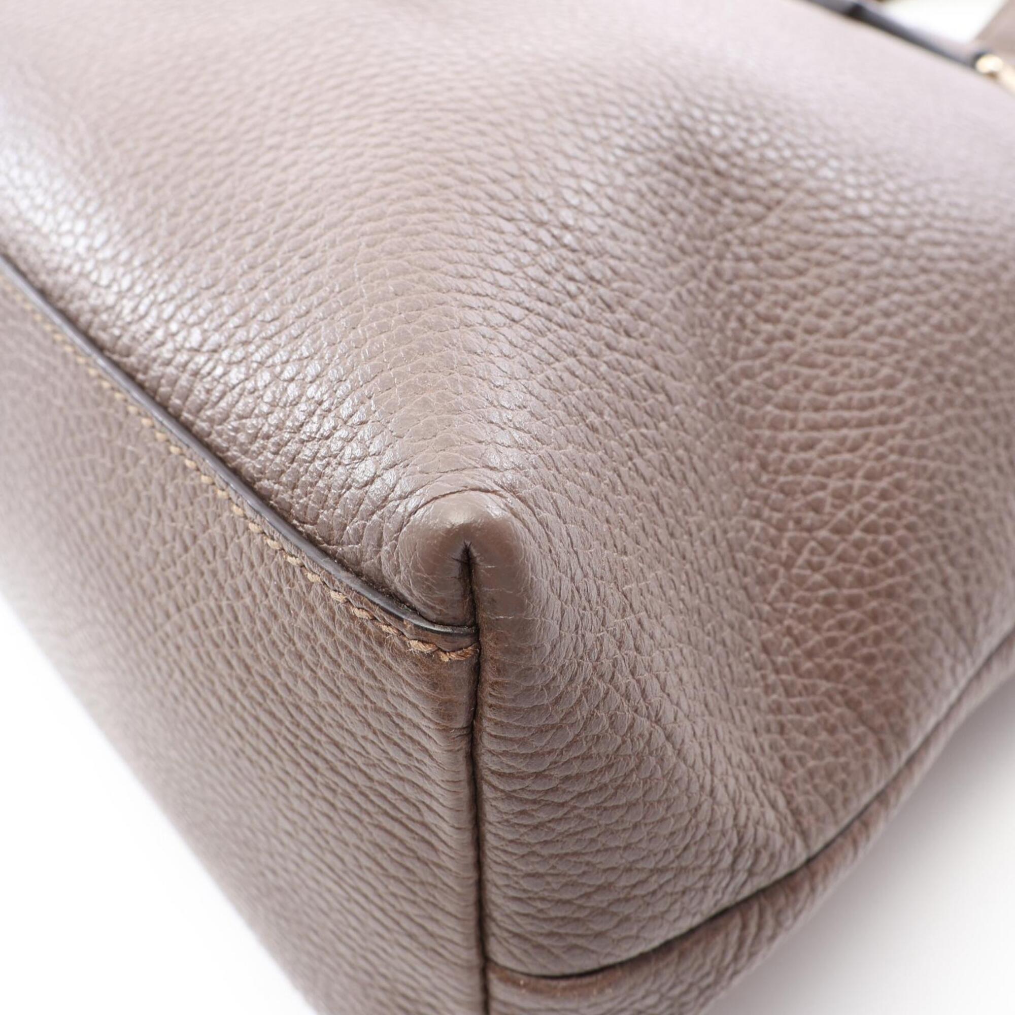 Gucci Gray Leather Handbag Tote Bag (Pre-Owned)