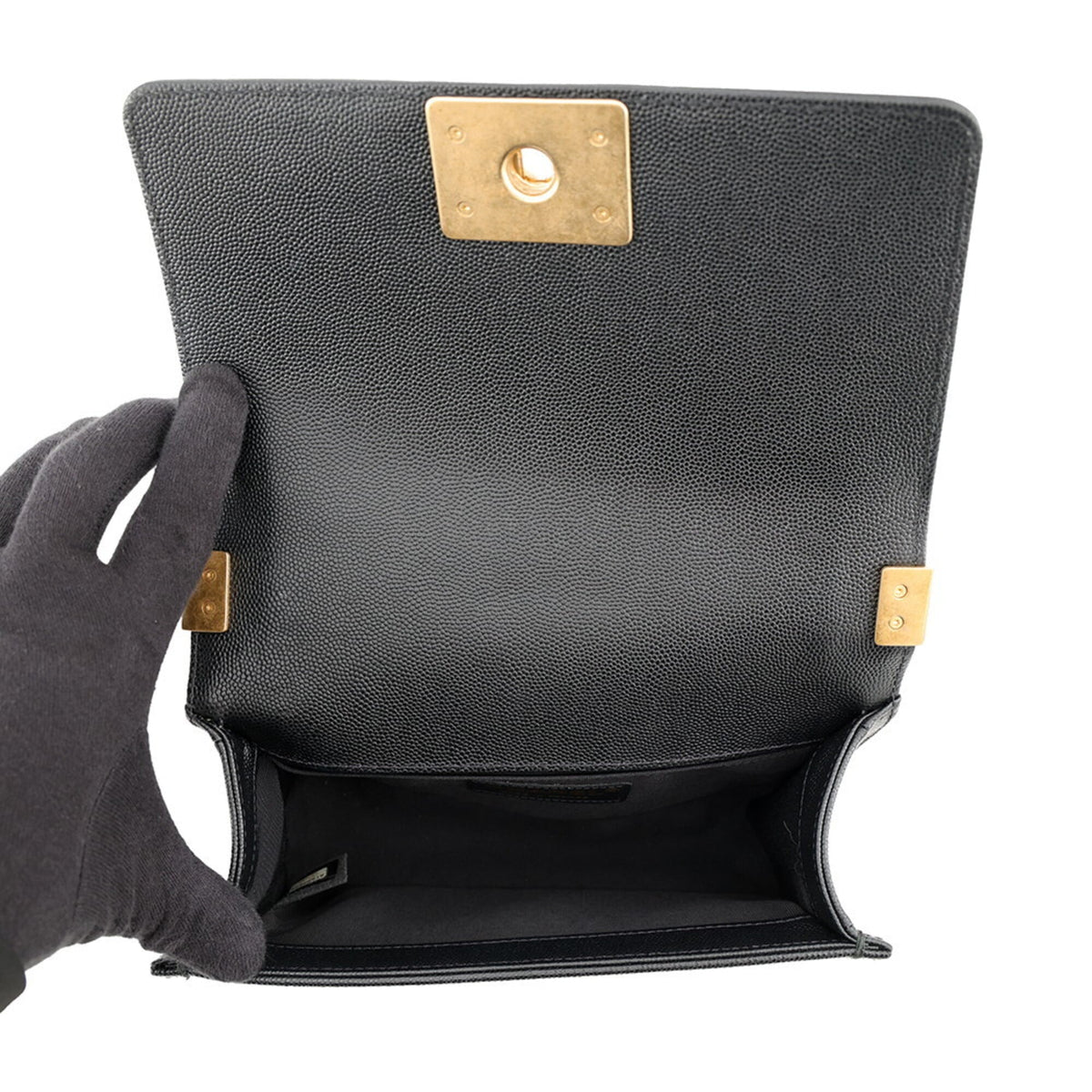 Chanel Black Grained Calfskin Handbag Shoulder Bag (Pre-Owned)