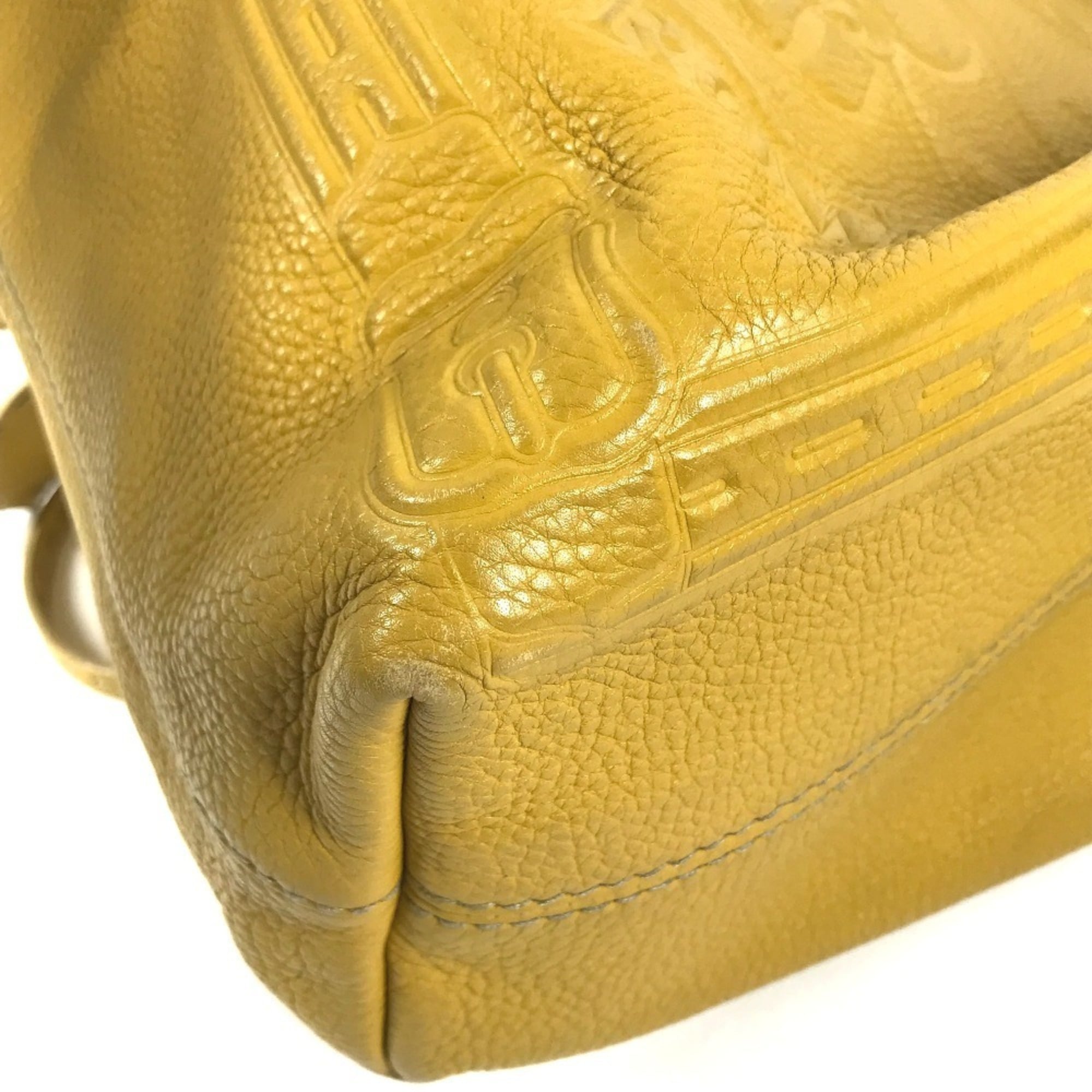 Fendi Yellow Leather Shoulder Bag Tote Bag (Pre-Owned)