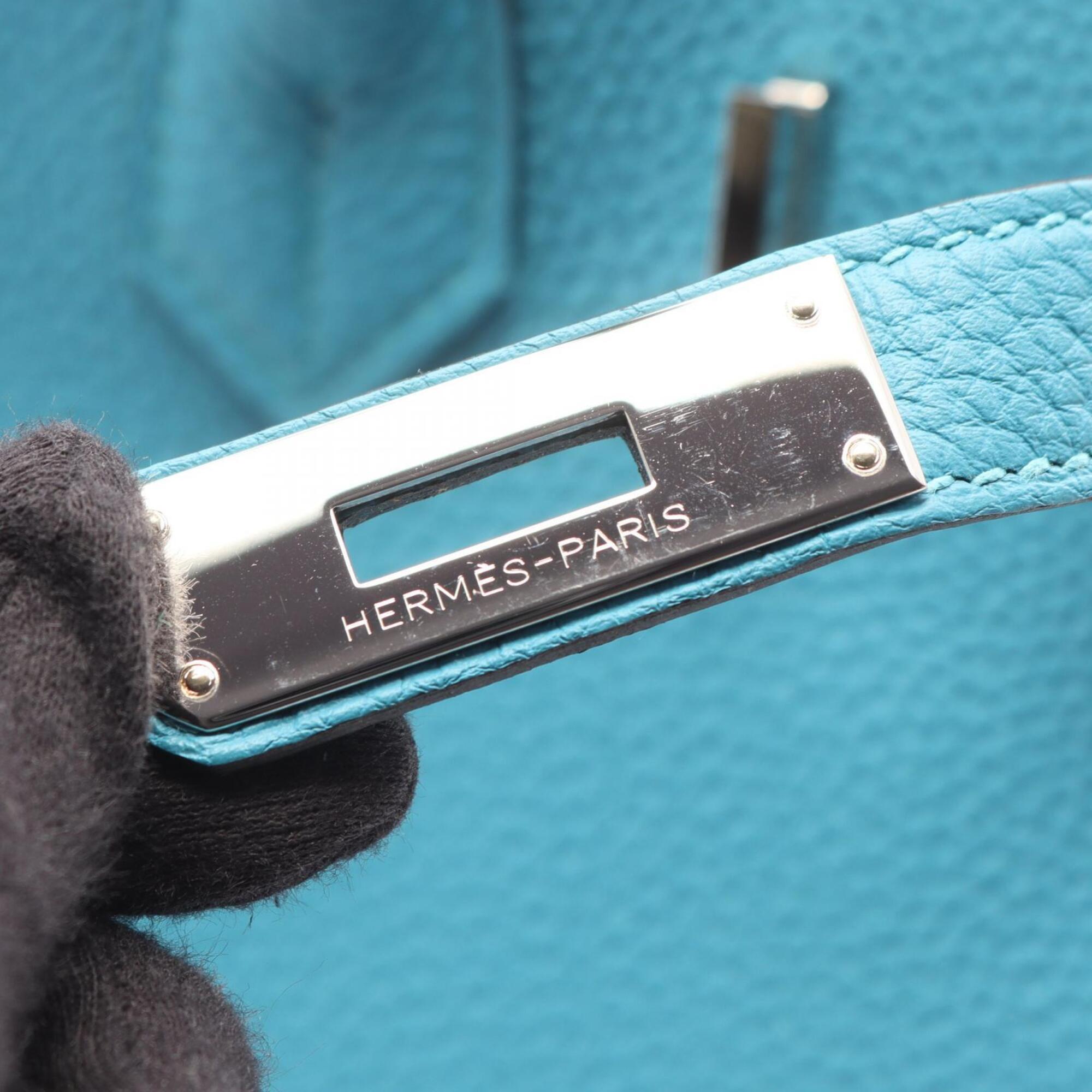 Hermes Turquoise Blue Togo Leather Handbag (Pre-Owned)