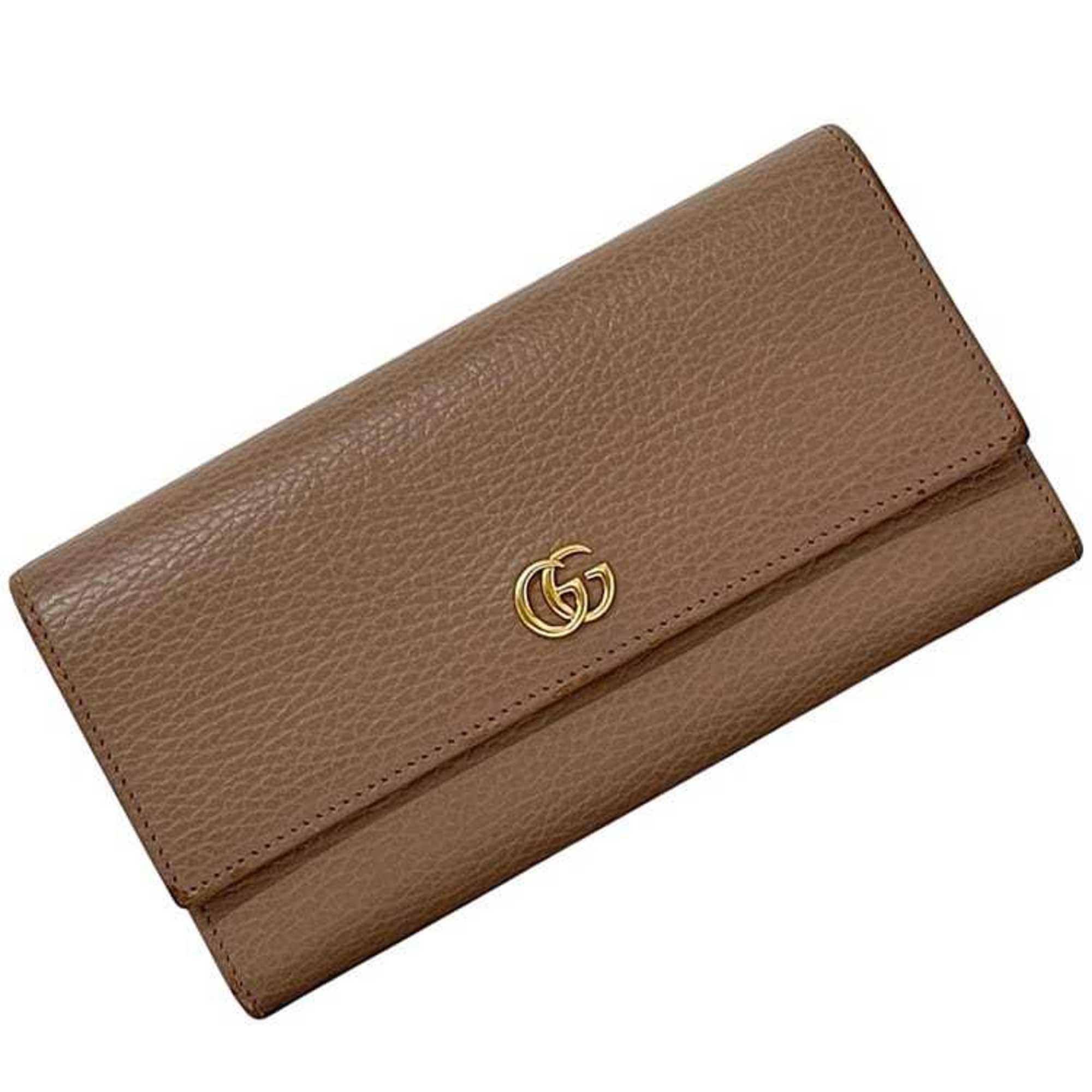 Gucci Pink Beige Leather Long Wallet (Bi-Fold) (Pre-Owned)