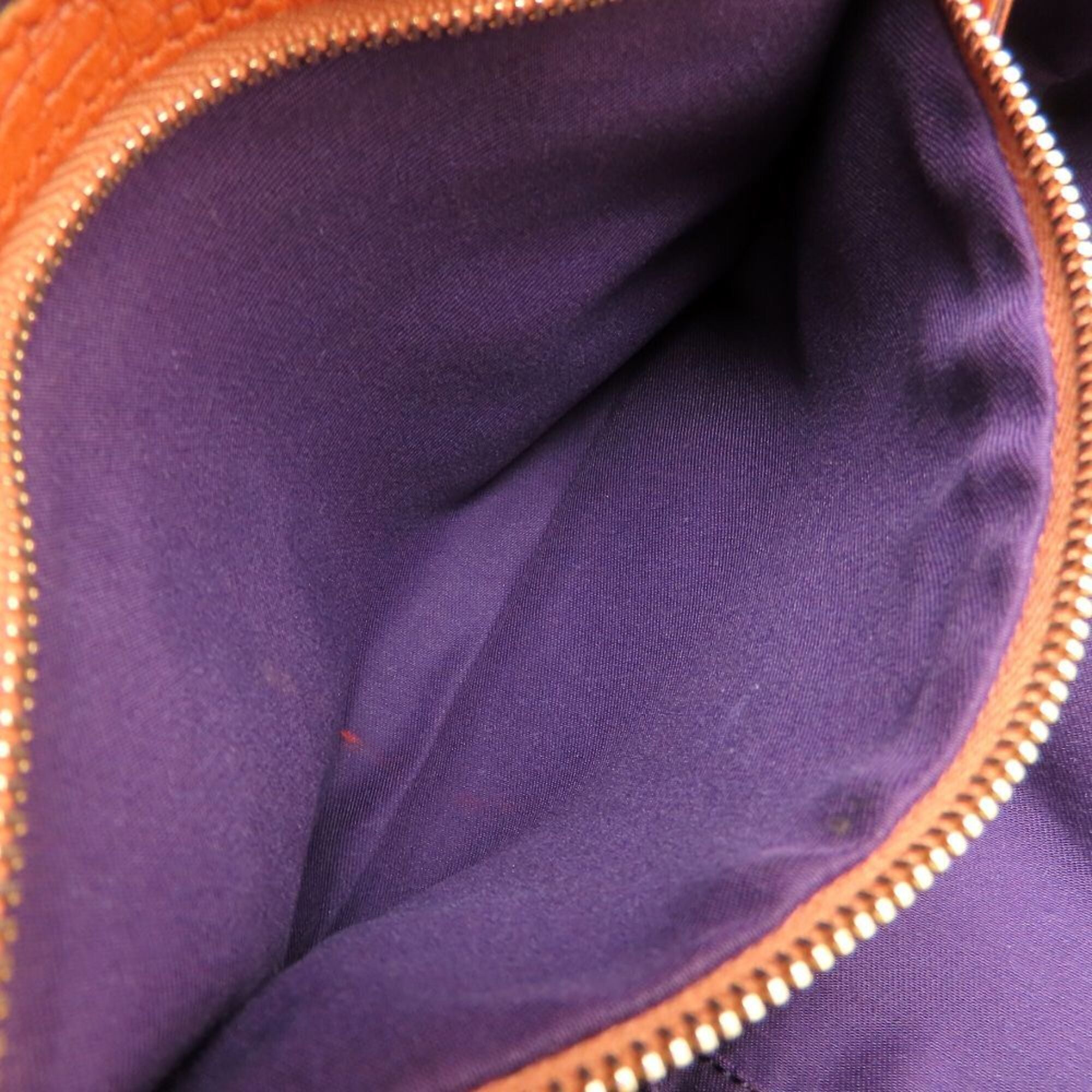 Gucci Sherry Line Beige Orange Purple Gg Canvas Leather Handbag (Pre-Owned)