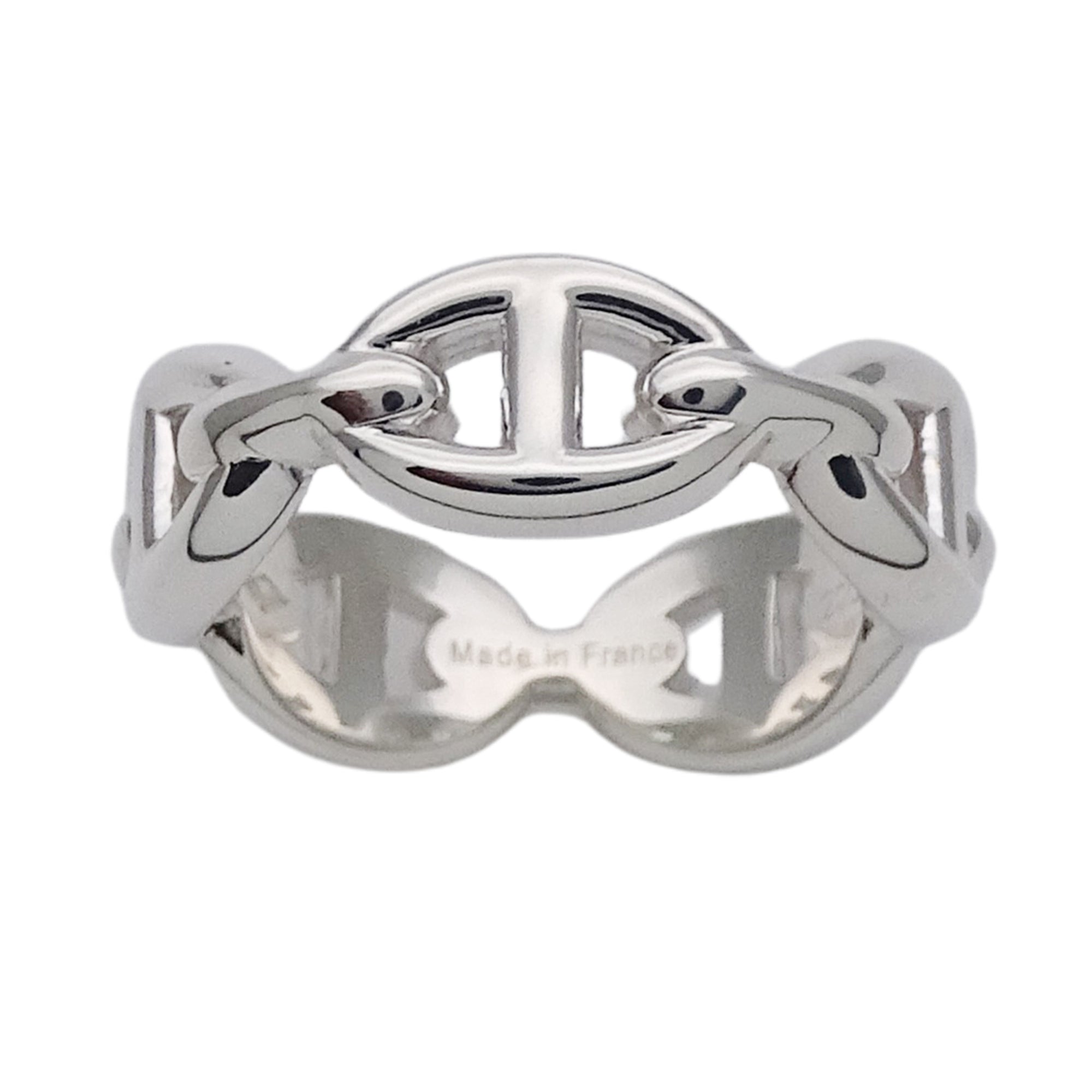 Hermes Silver Silver 925 Band Ring (Pre-Owned)