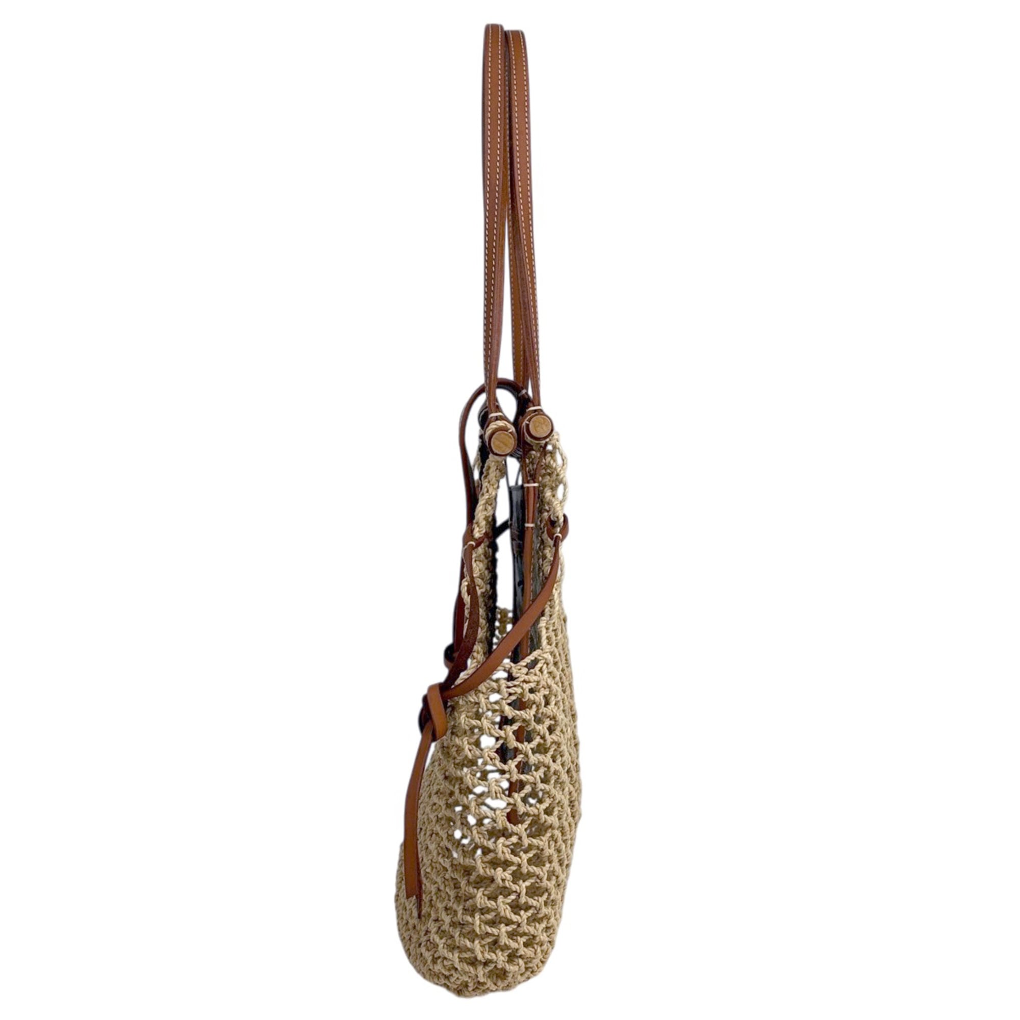Goyard Beige Black Brown Raffia Coated Canvas Leather Shoulder Bag (Pre-Owned)